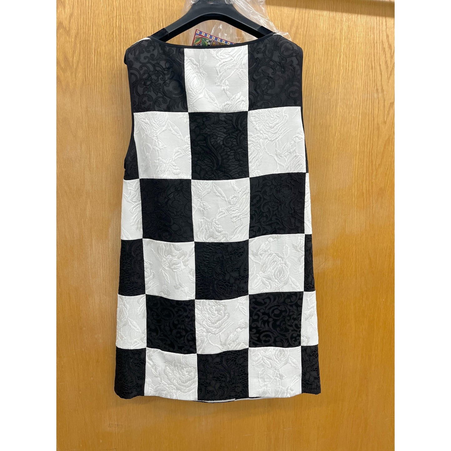 NWT DOLCE & GABBANA Runway Sleeveless Damier Dress In Patchwork Jacquard 40 S