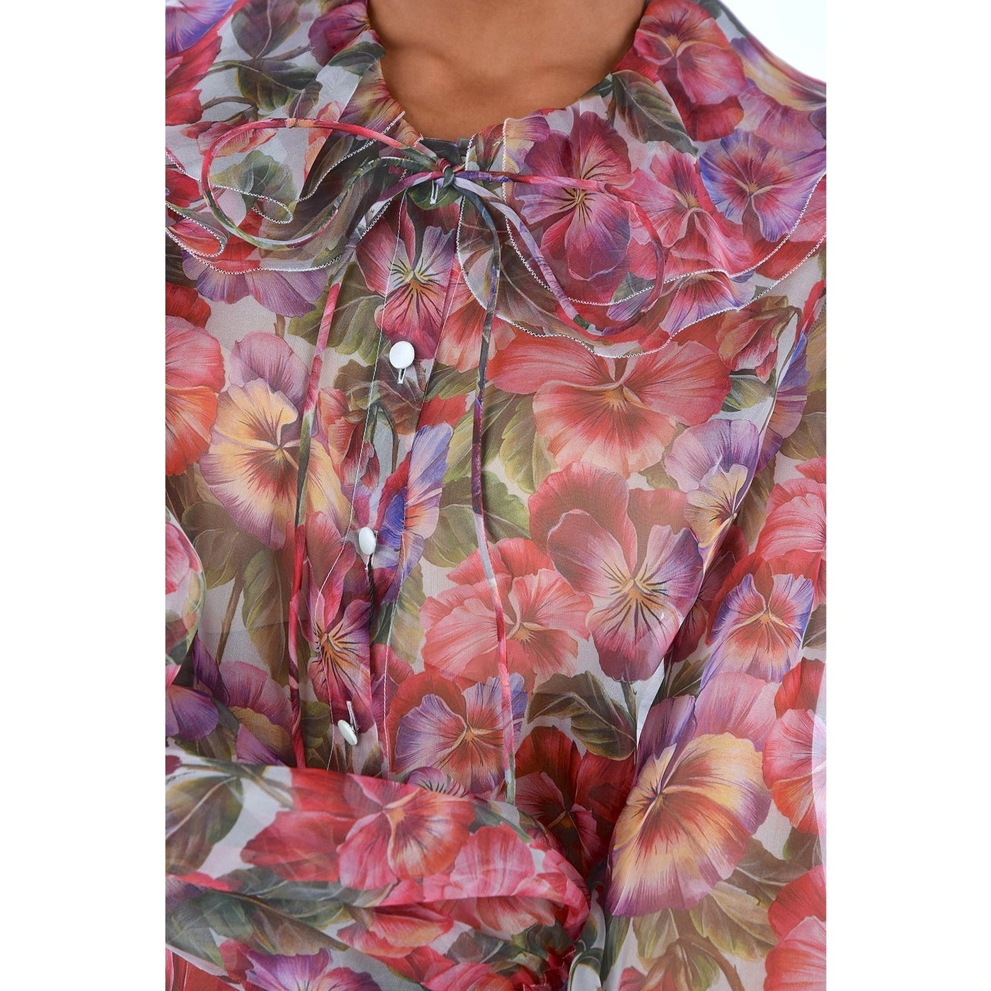 NWT Dolce & Gabbana Floral Print Blouse Silk Shirt Multicolor IT 36 XXS