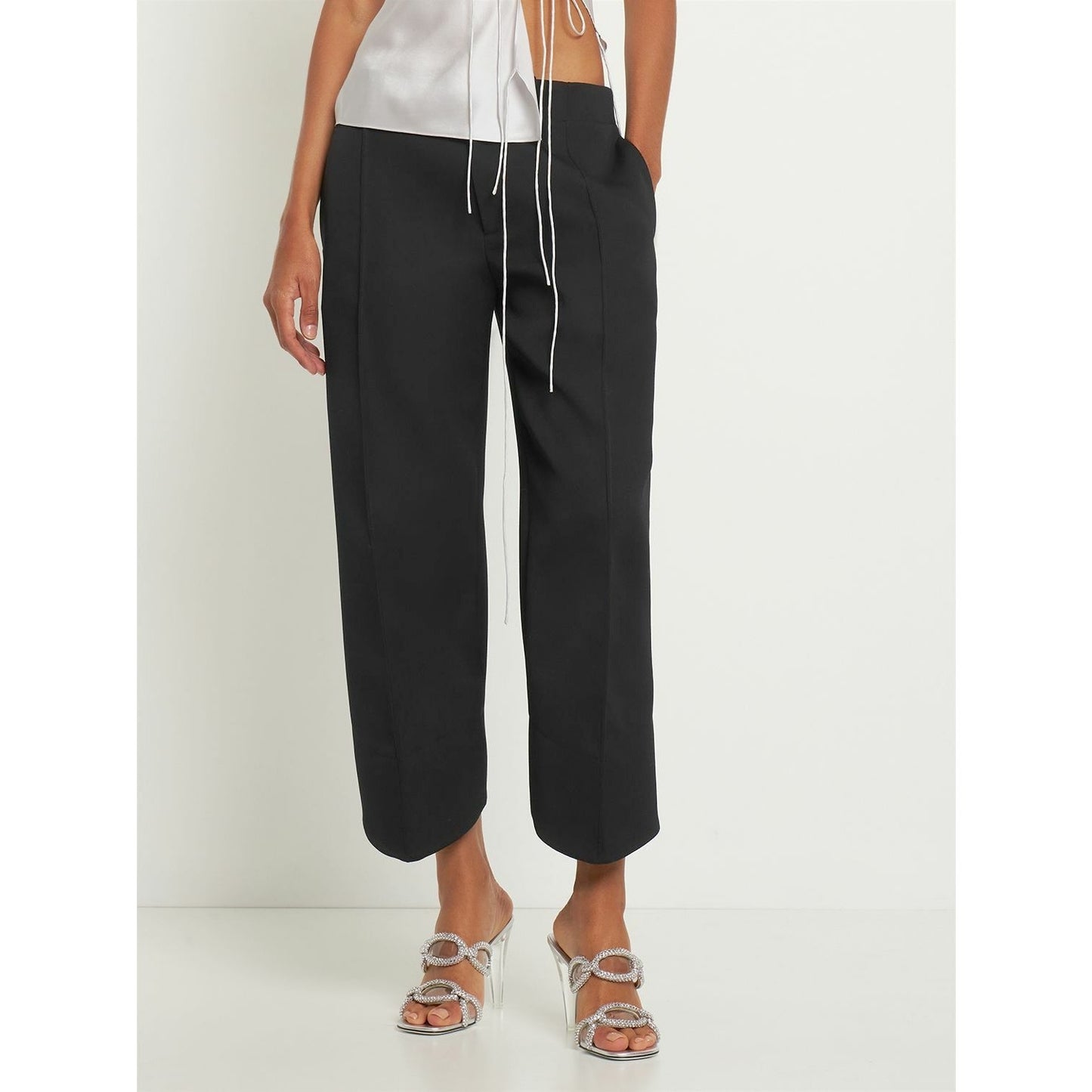 Valentino Garavani Silver Chain 1967 Crystal Slip On Heeled Slide Sandal