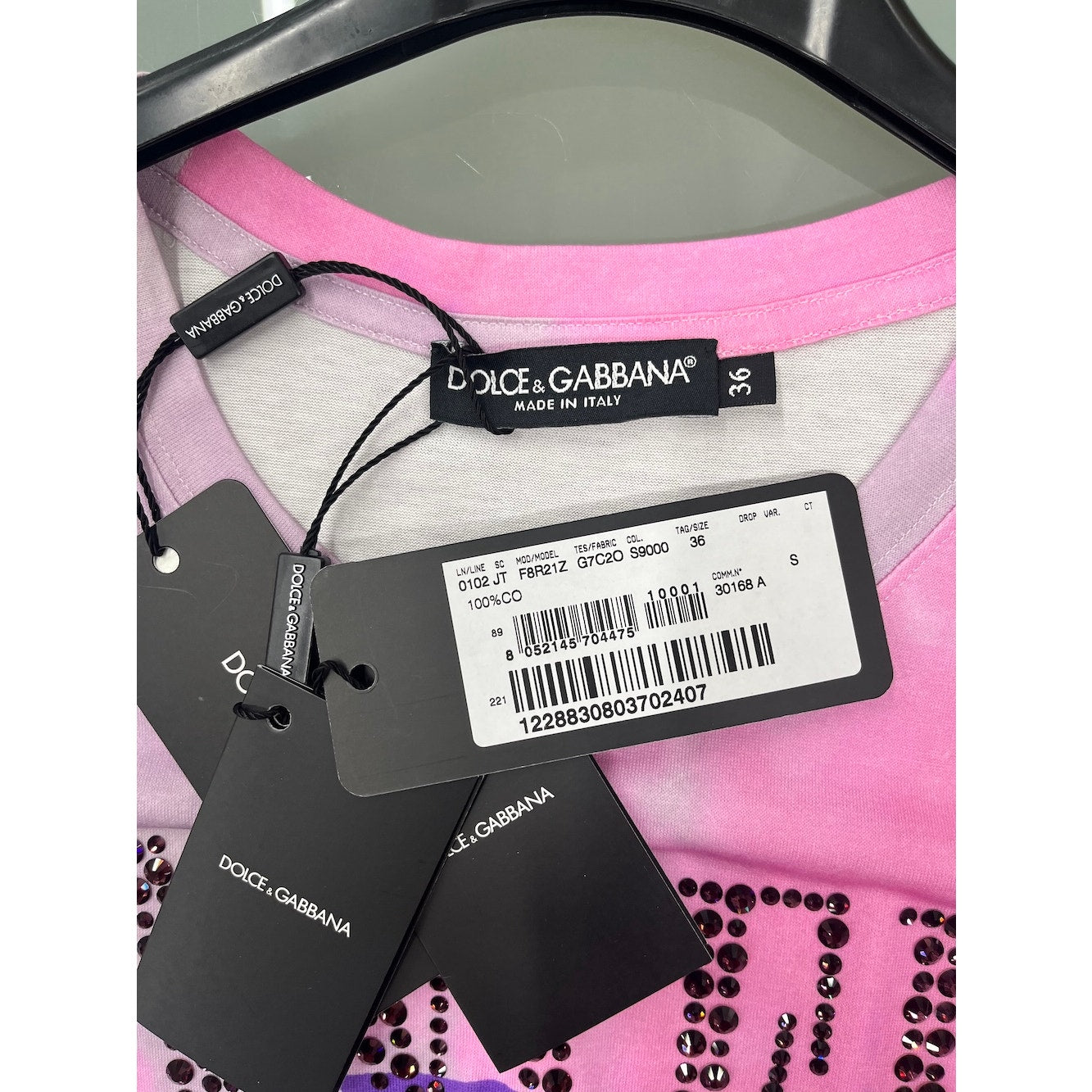 NWT Dolce & Gabbana Jennifer Jlo Crystal embellished tie-dye T-shirt IT 36 XXS