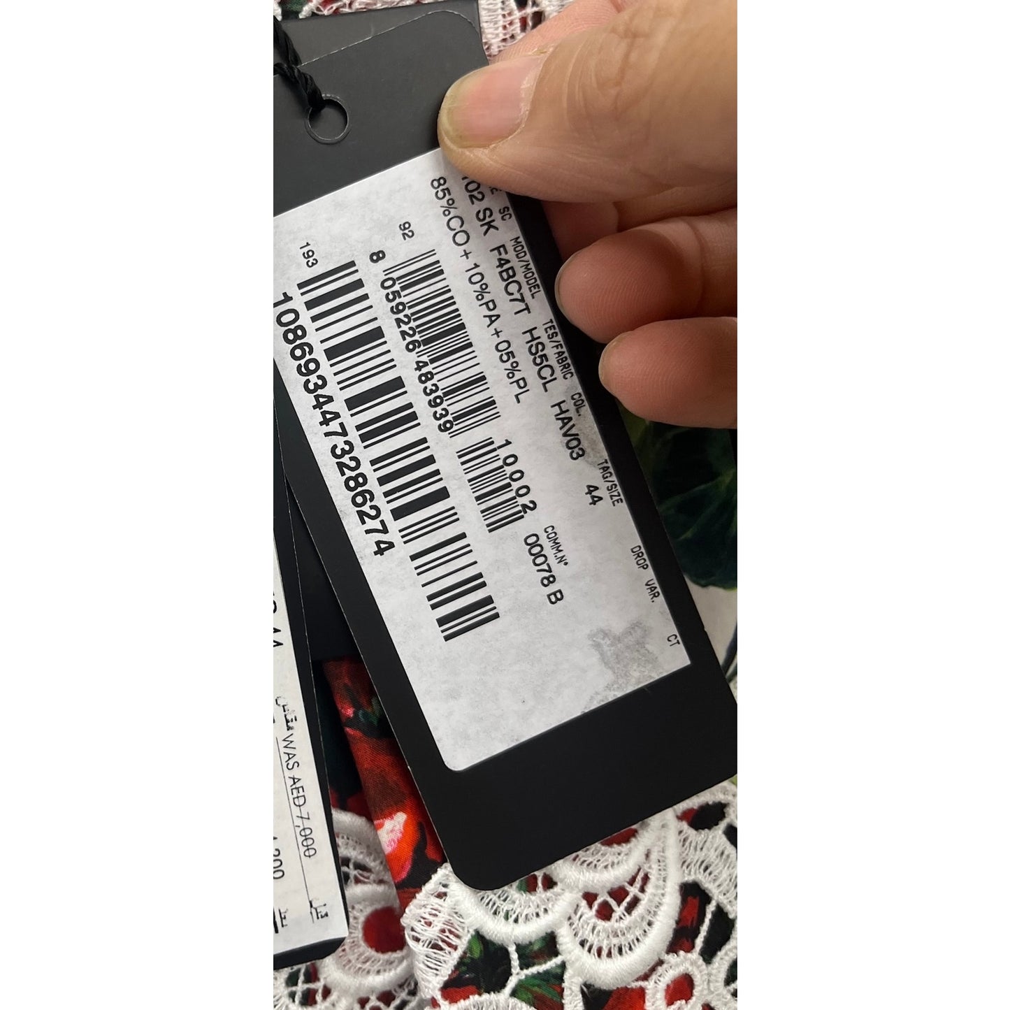 NWT Dolce & Gabbana Red Portofino Geranium print Poplin Lace Midi Skirt IT 42 US M