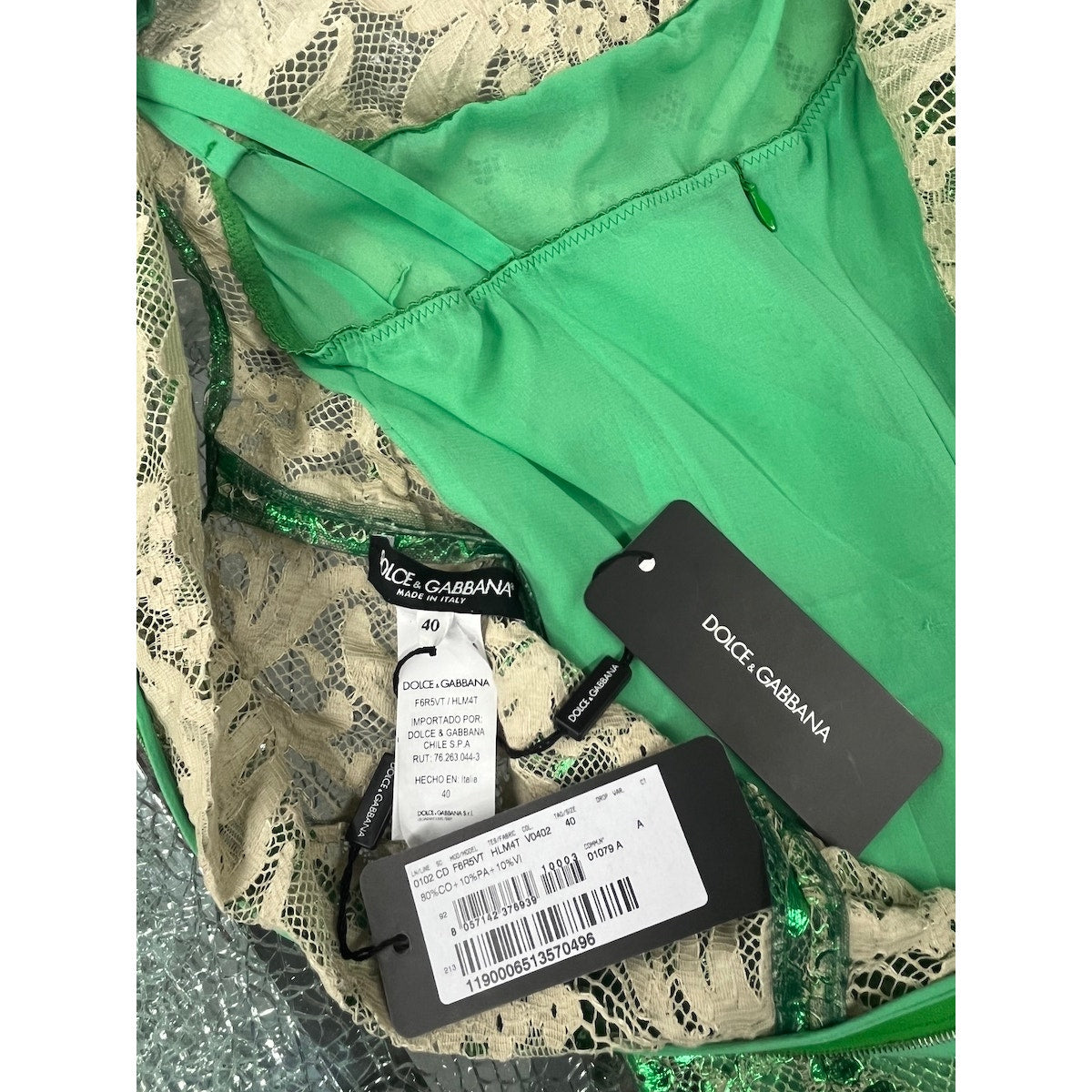 Dolce & Gabbana Semi Sheer Metallic Coated Corded lace Sleeveless Midi Dress 40 S