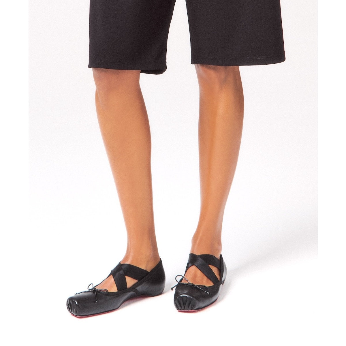 Christian Louboutin Black Cassiasticina Leather Ballerina Flats