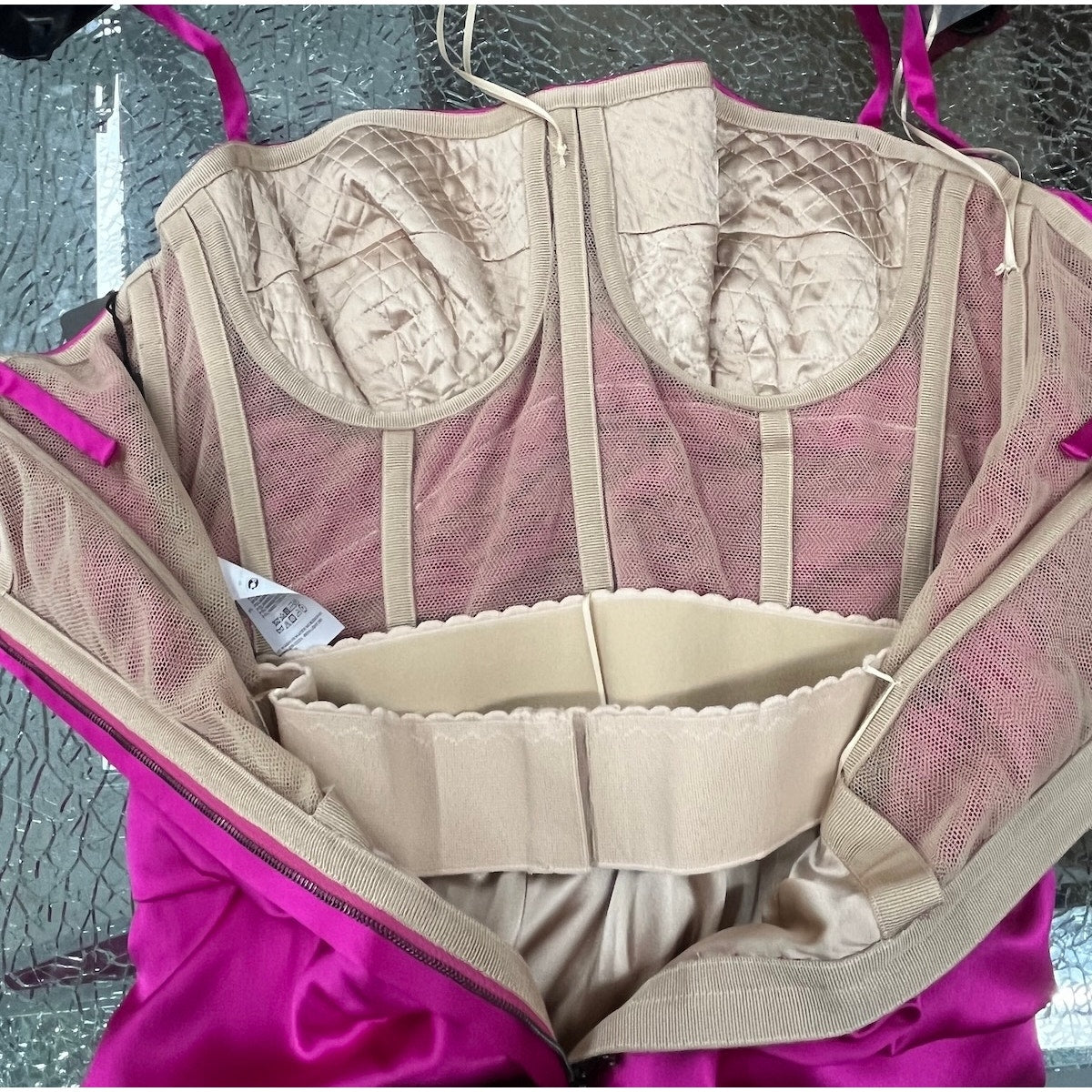 NWT Dolce & Gabbana Pink Ruched Stretch-Silk Satin Midi Dress 42 M