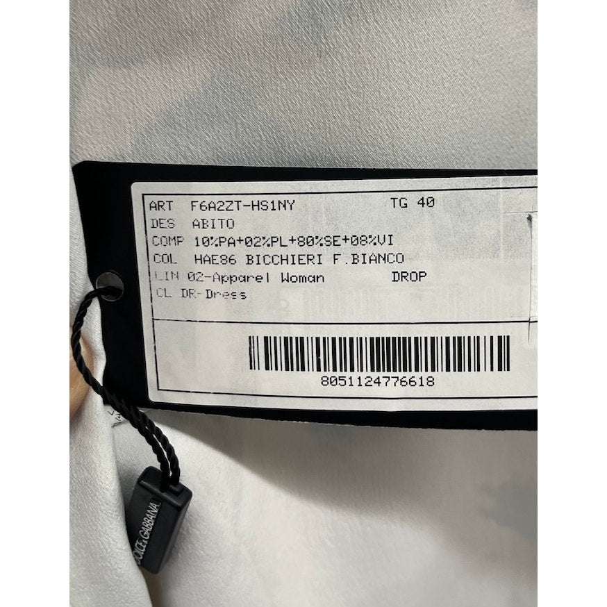 NWT Dolce & Gabbana White Mini Dress Vase Floral IT 40