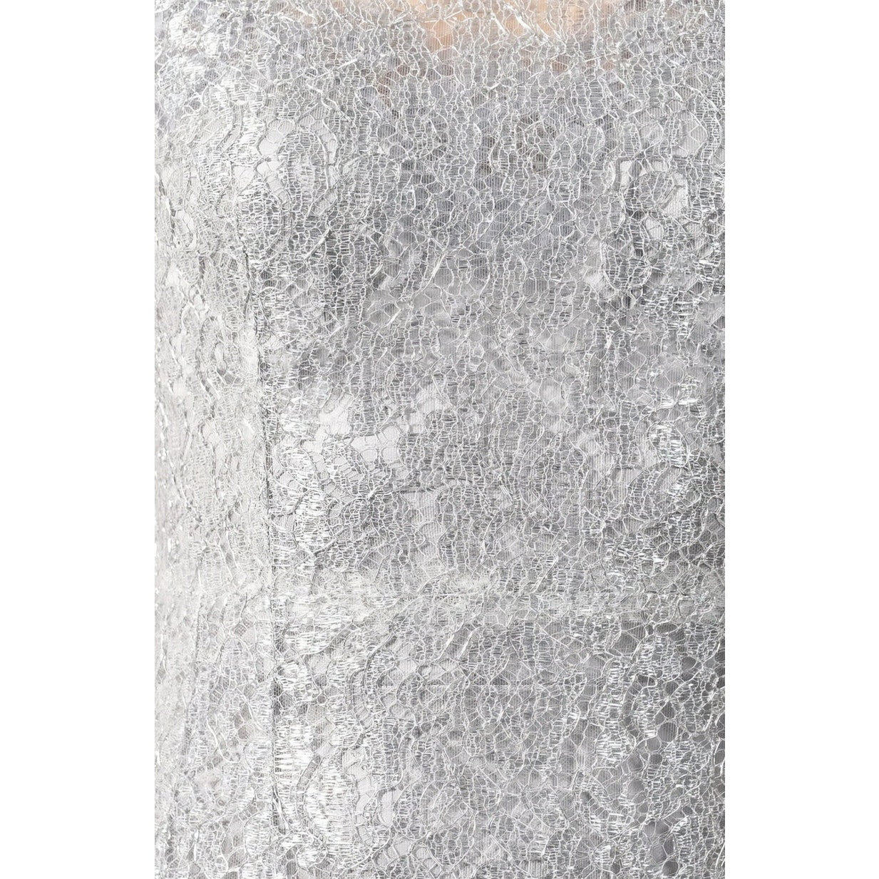 NWT DOLCE & GABBANA Cordonetto Lace Midi Dress Long Sleeves Silver 40 S