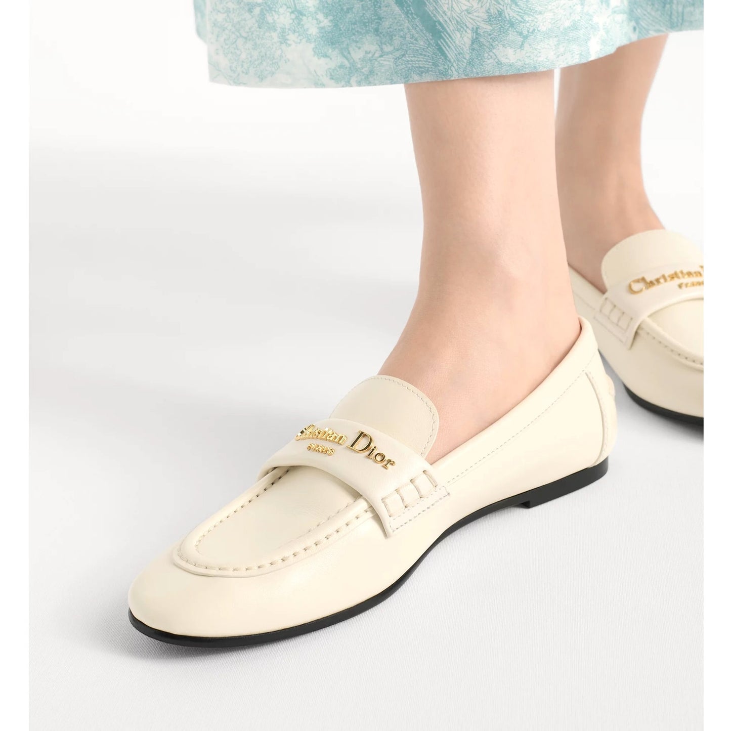 Dior Boy White Calfskin Leather Loafer Dress Shoes Ivory