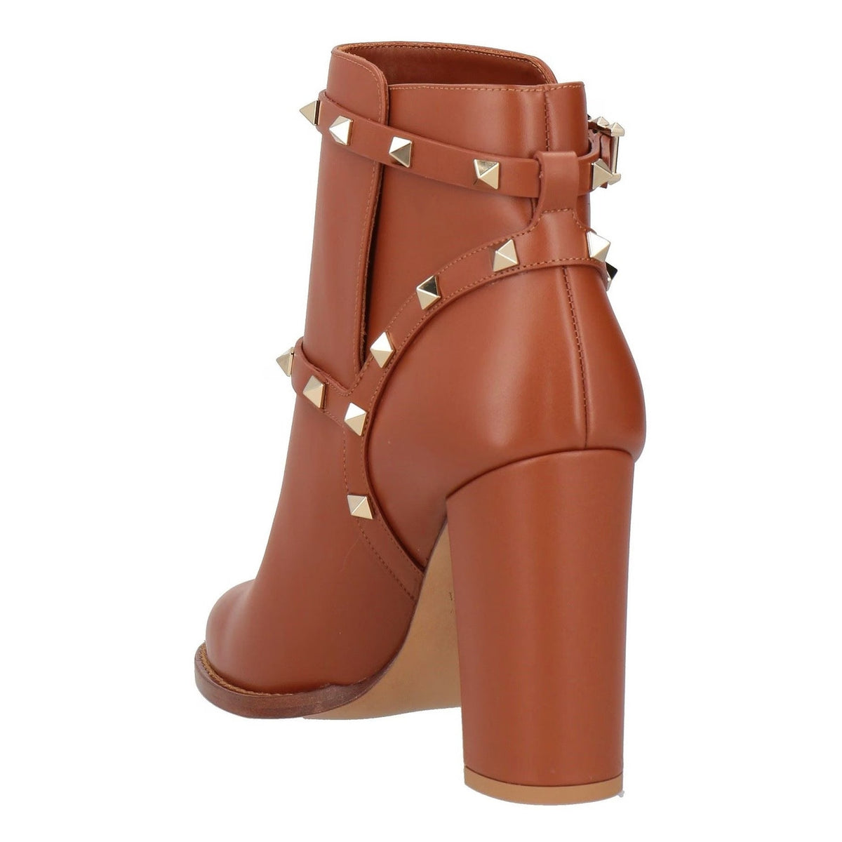 Valentino Garavani Rockstud Brown Ankle Boots in Calfskin 35