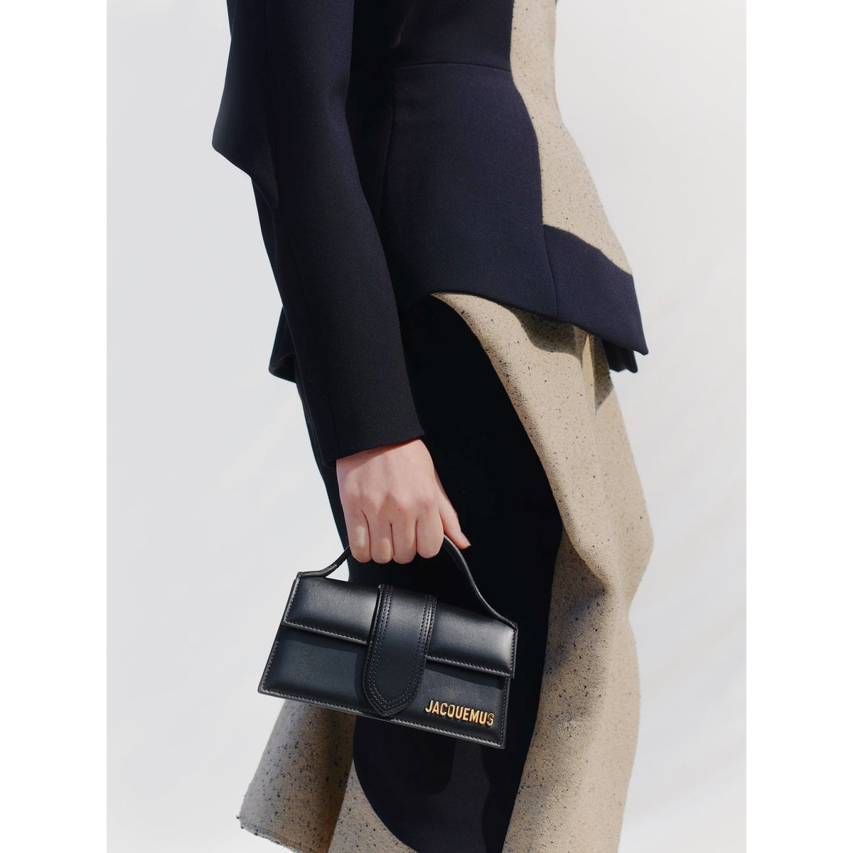 Jacquemus Le Bambino Black Smooth Calf Leather Handbag Gold Logo