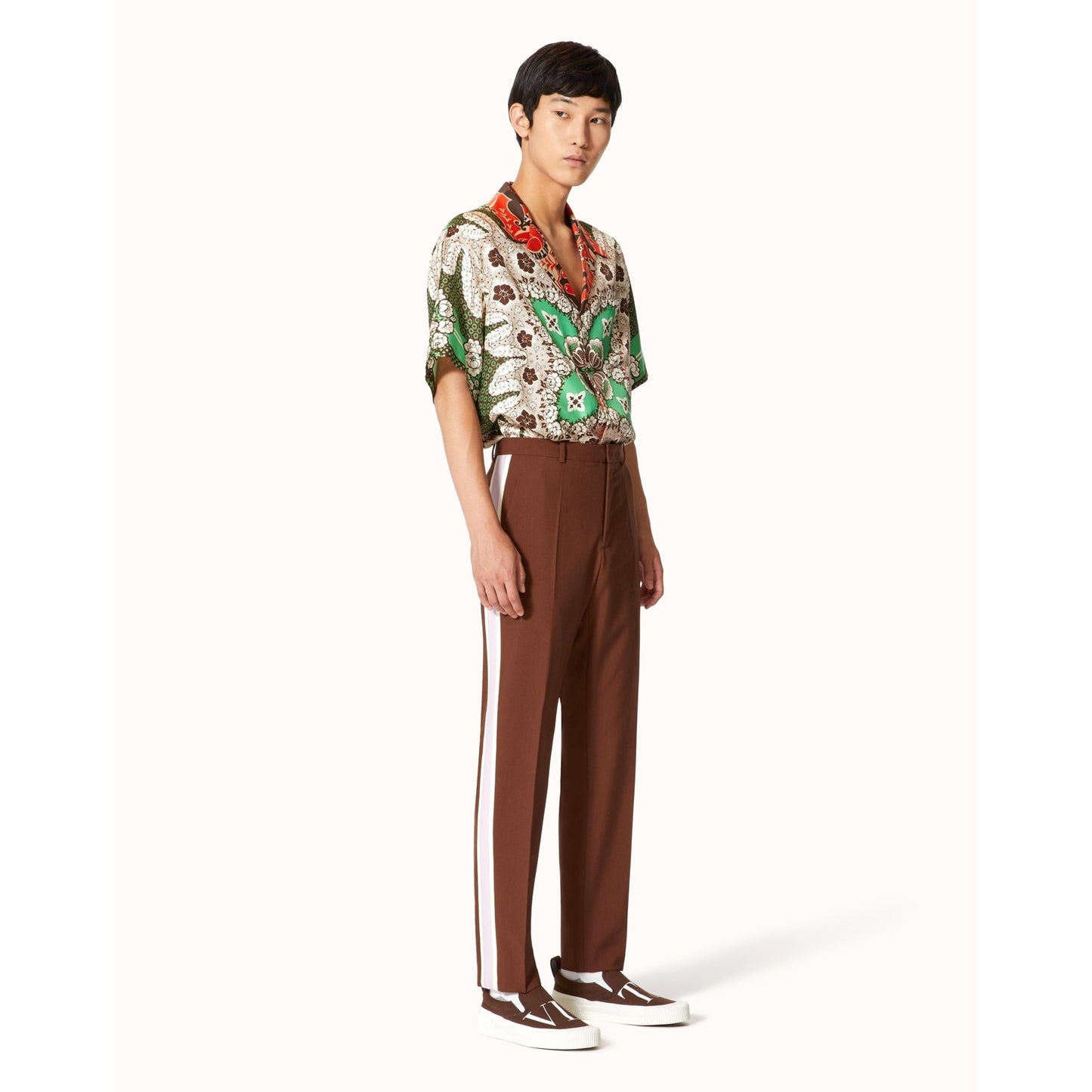 Valentino Garavani Brown VLTN Canvas Slip-on Sneakers