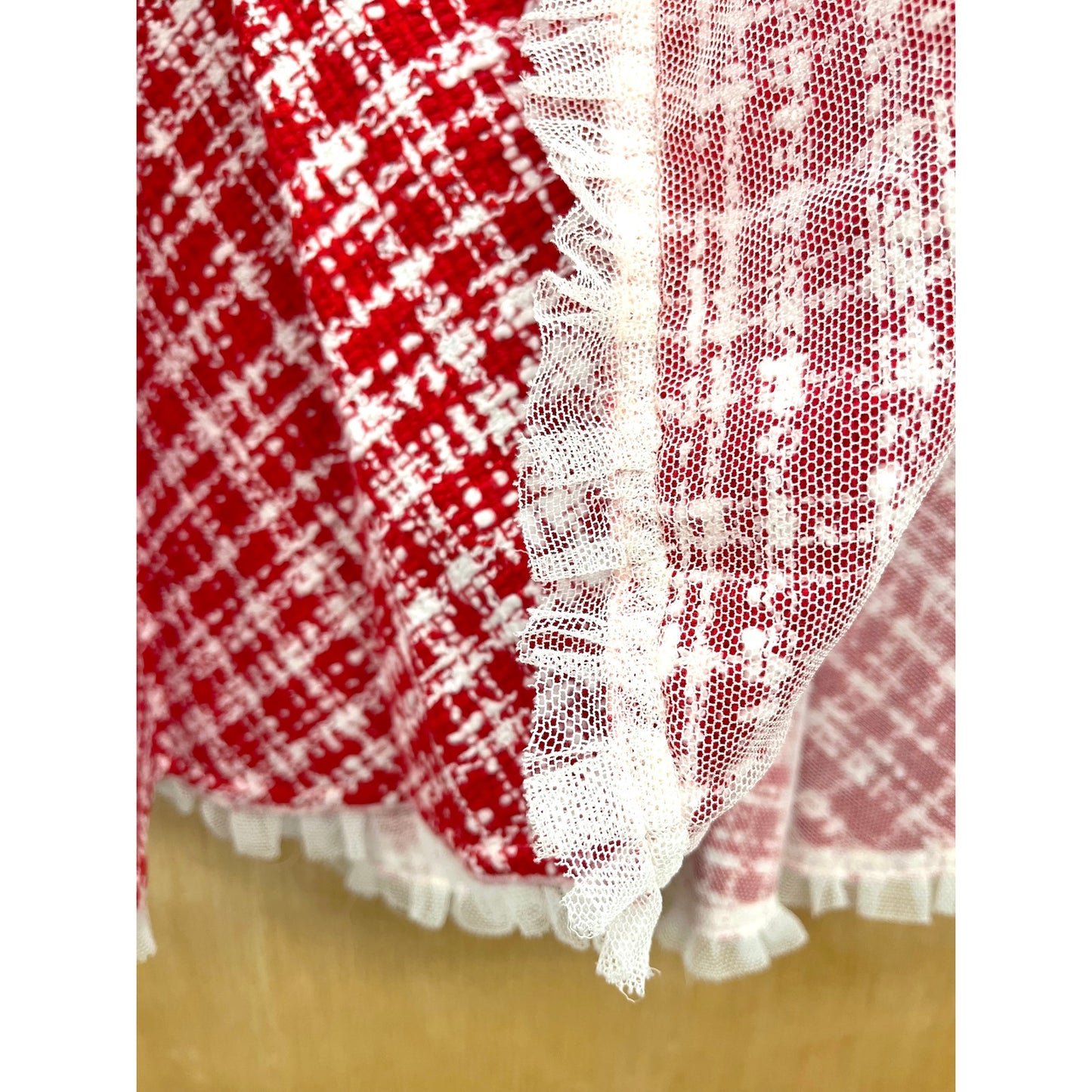 NWT Dolce & Gabbana Red White Tweed Circle Mini Skirt IT 38 US XS