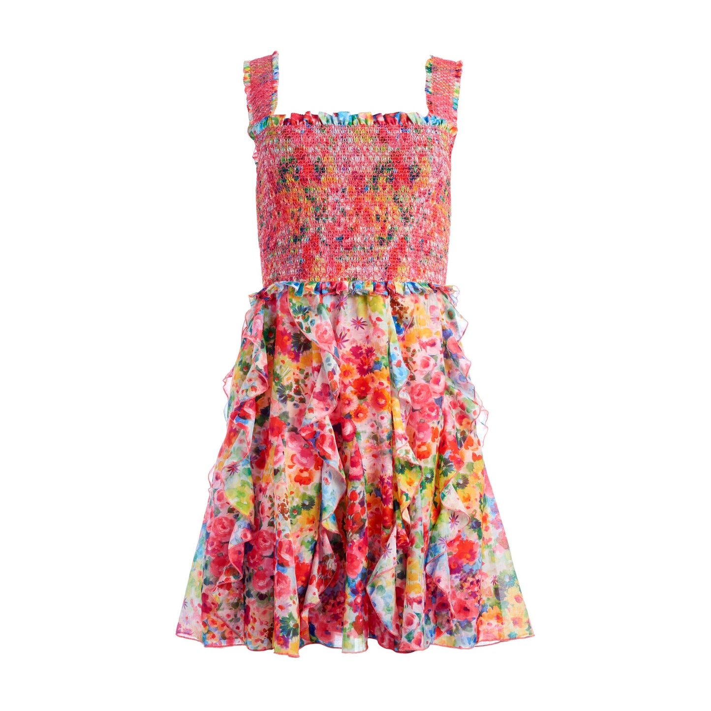 Alice + Olivia Jocelyn smocked Floral Mini Dress Multi