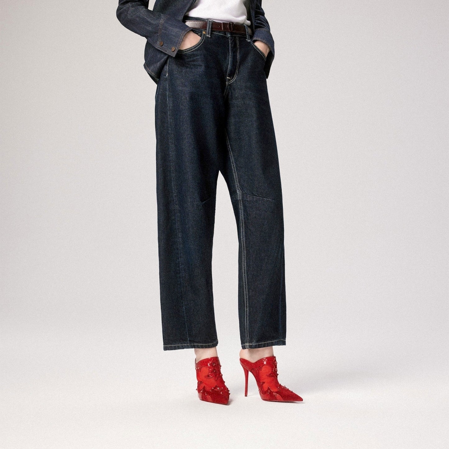 Christian Louboutin Red Mulatiag 100 Suede Mesh Mule Pumps