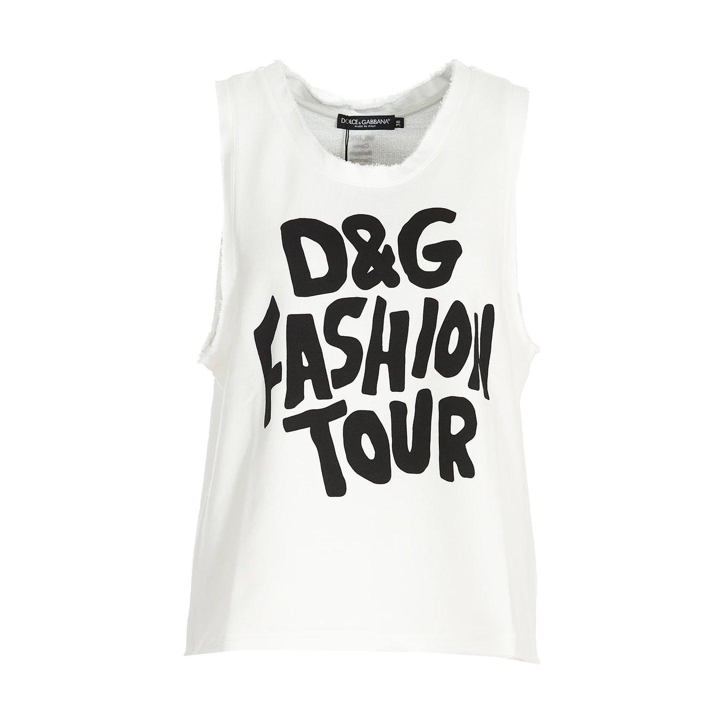 NWT Dolce & Gabbana White D&G Fashion Tour Sleeveless T-Shirt IT 38 XS