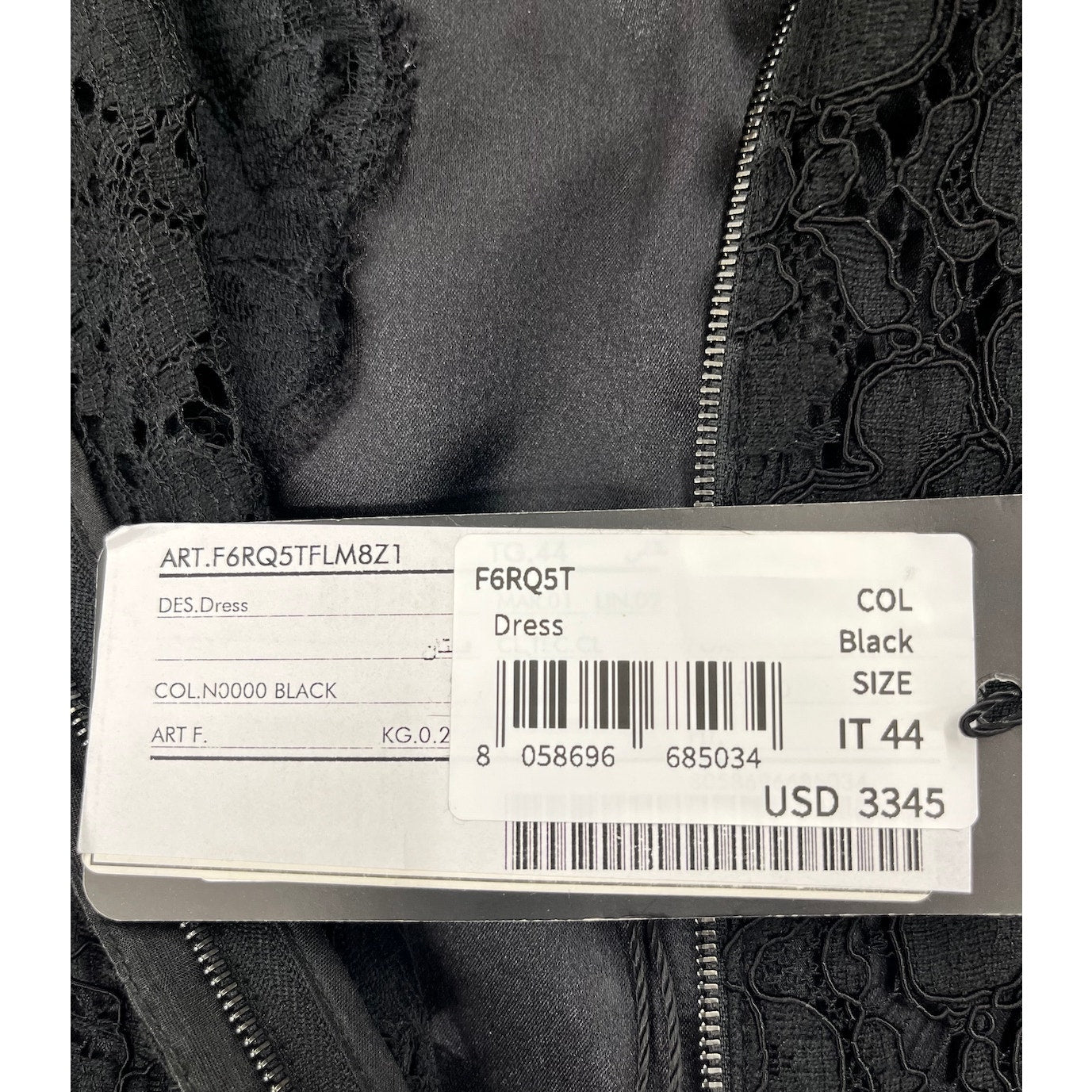 NWT Dolce & Gabbana Black Corded Lace Long Sleeve Midi Dress 46 XL