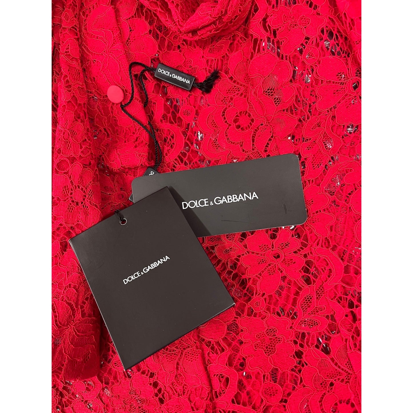 NWT Dolce & Gabbana Cordonetto Lace Blouse Shirt Red