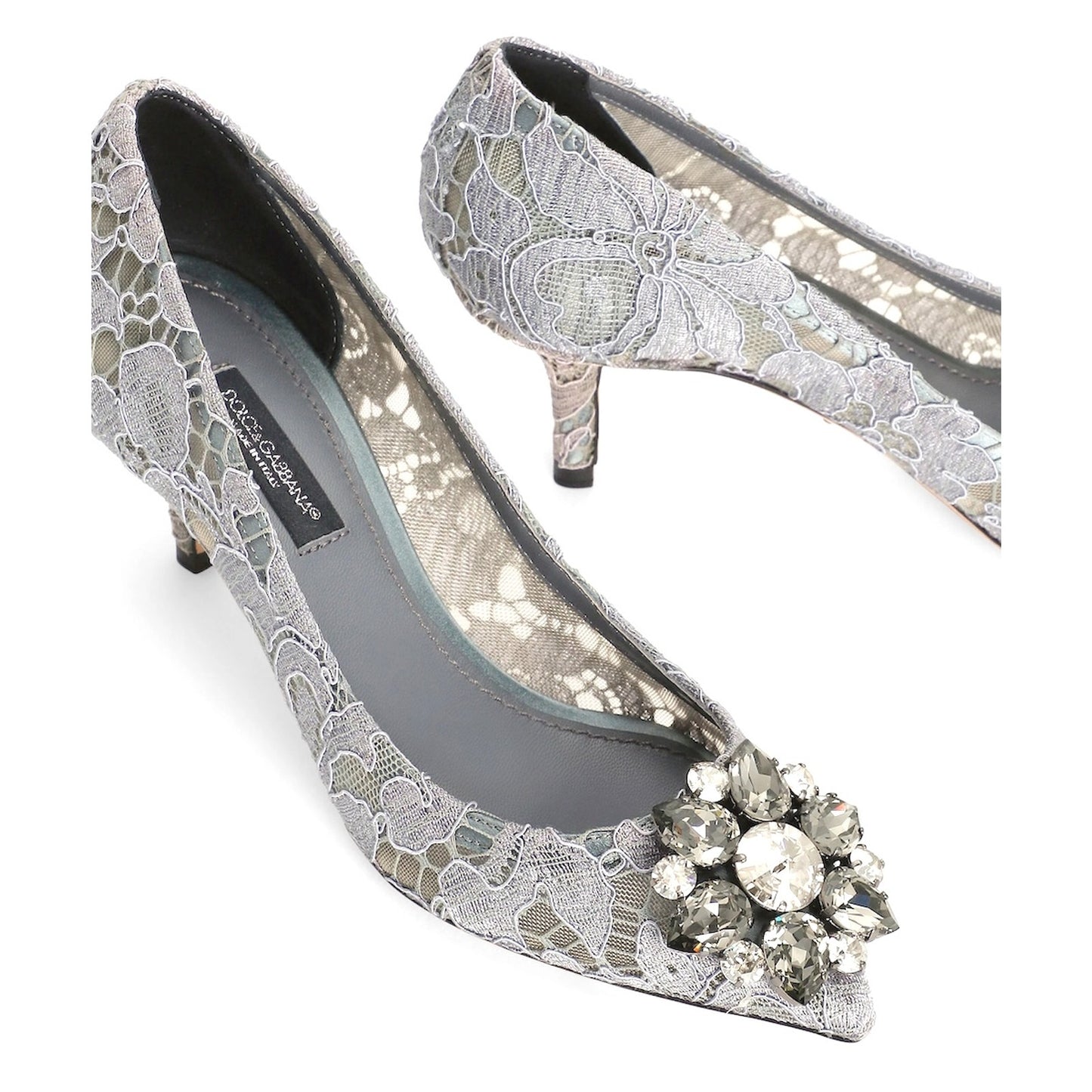 Dolce & Gabbana Bellucci 60 Pumps in Taormina Lace Crystals Grey