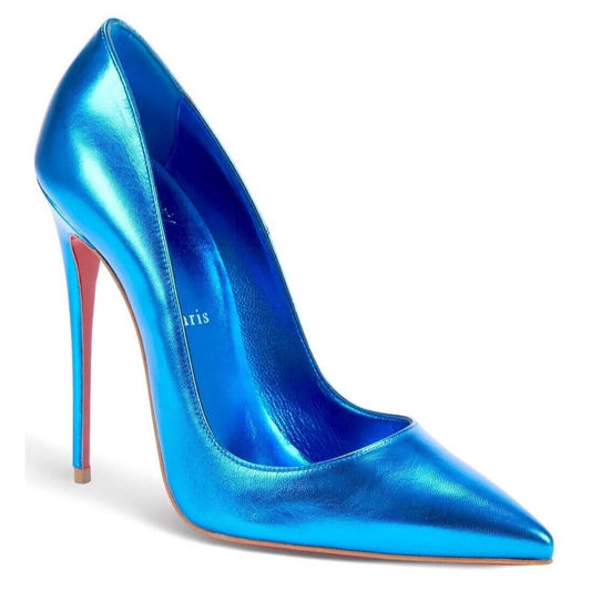 Christian Louboutin So Kate 120 pointed toe Metallic Blue pumps