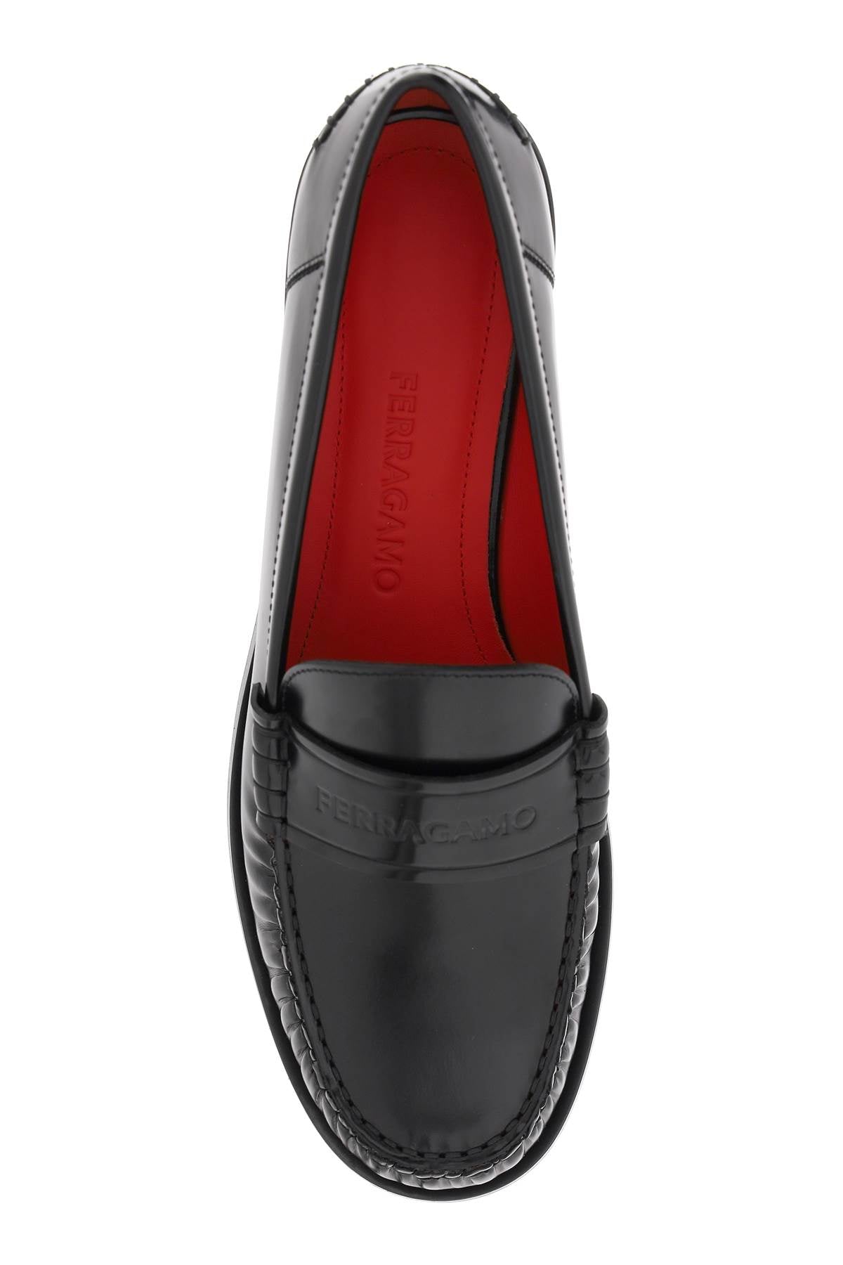 Ferragamo Leather Loafers With Embossed Logo