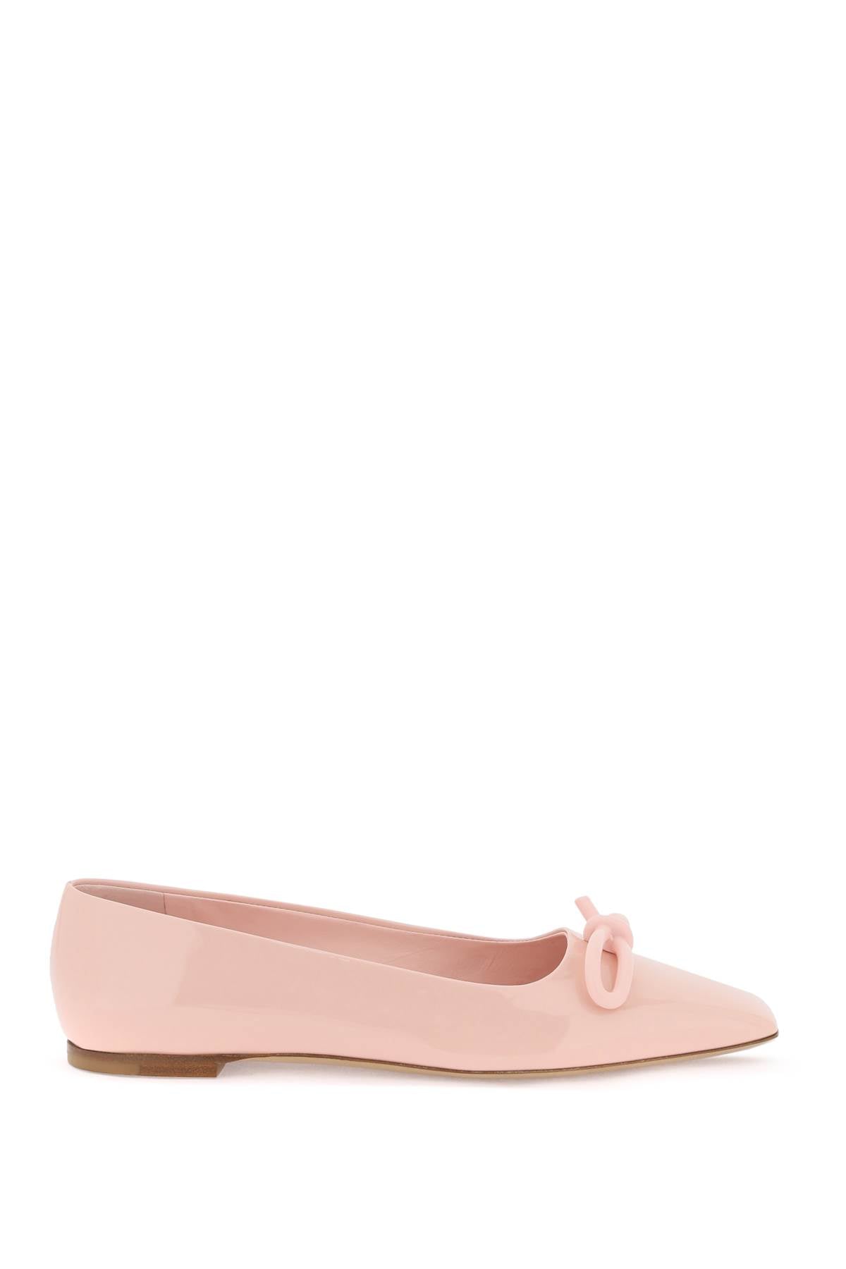 Ferragamo Patent Leather Ballet Flats With Asymmetrical Bow