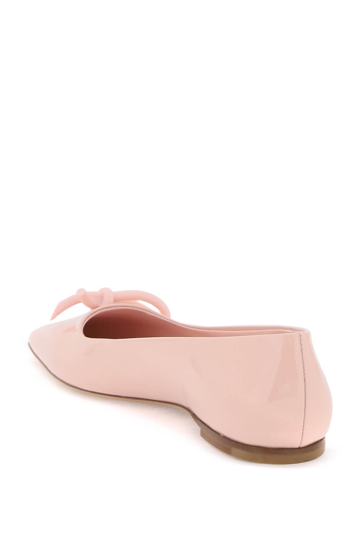 Ferragamo Patent Leather Ballet Flats With Asymmetrical Bow