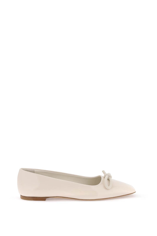 Ferragamo Patent Leather Ballet Flats With Asymmetrical Bow