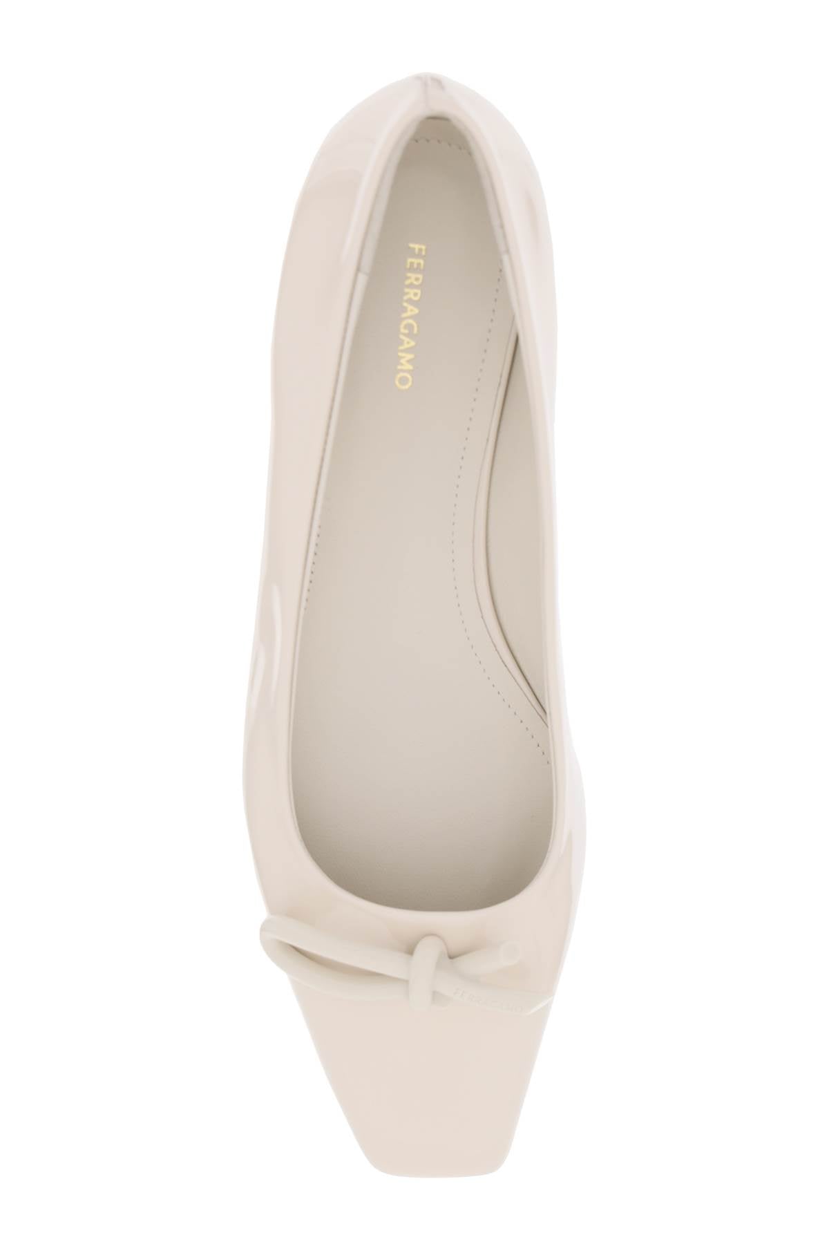 Ferragamo Patent Leather Ballet Flats With Asymmetrical Bow