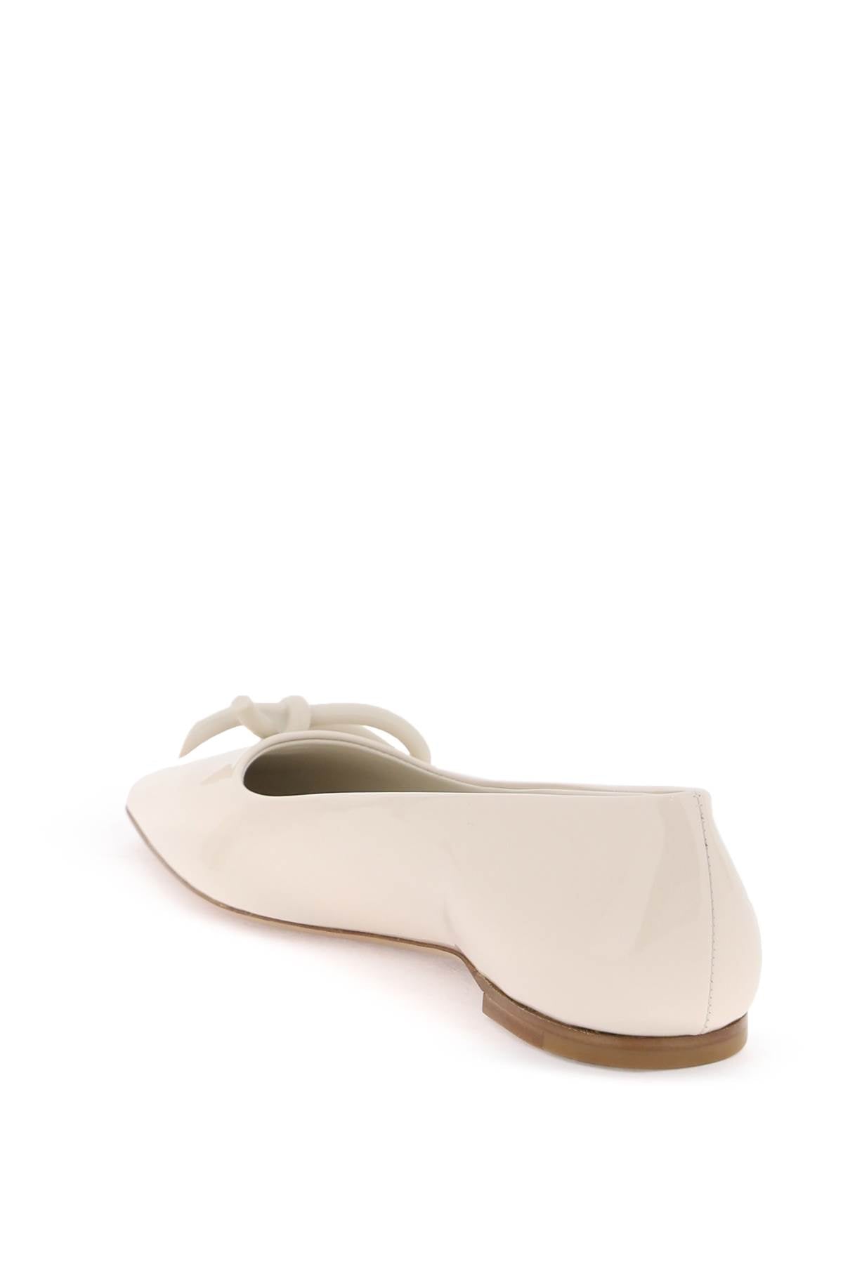 Ferragamo Patent Leather Ballet Flats With Asymmetrical Bow