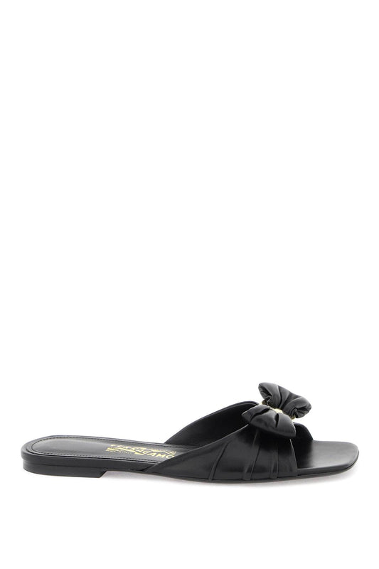 Ferragamo Nappa Slides With Bow Detail