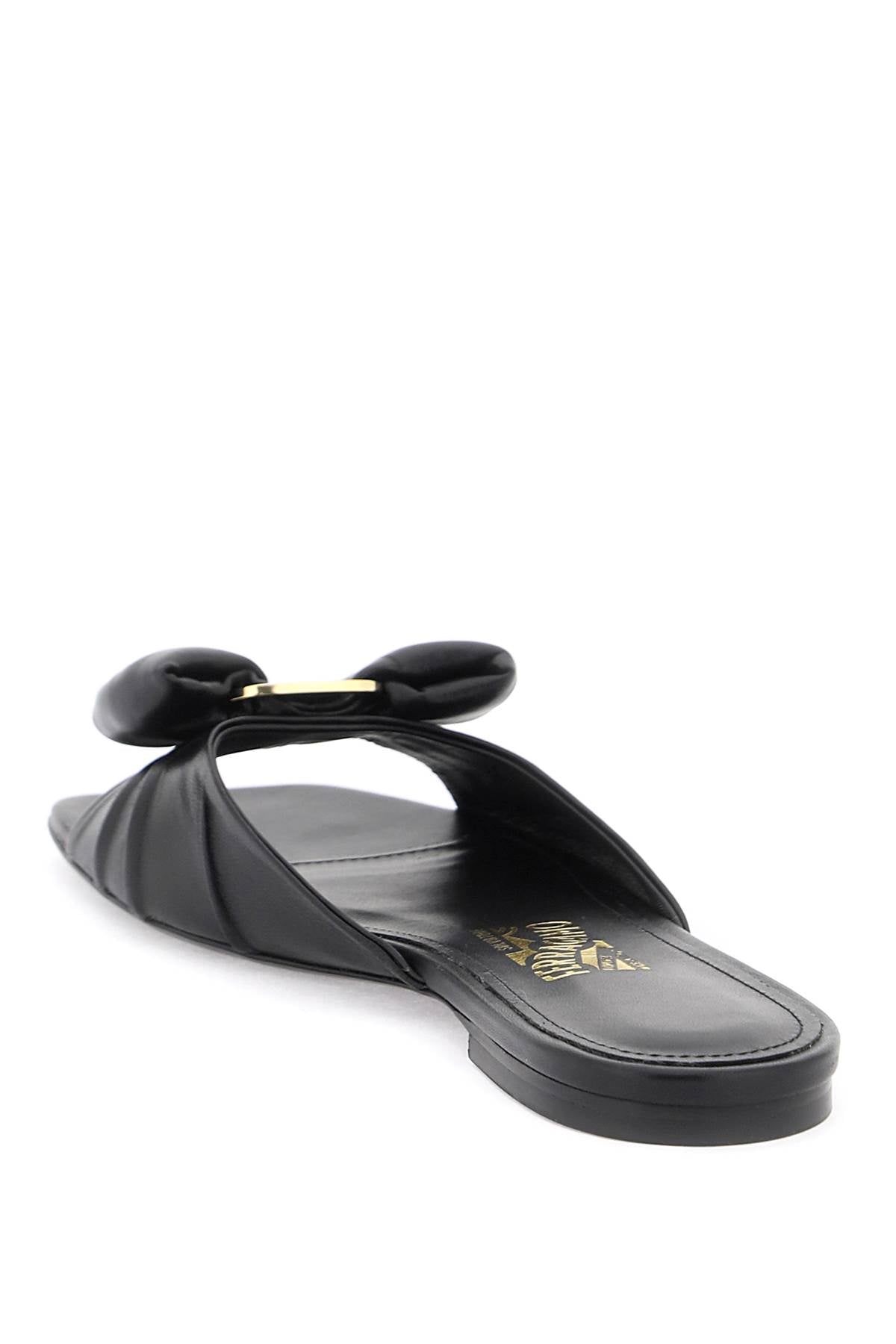 Ferragamo Nappa Slides With Bow Detail