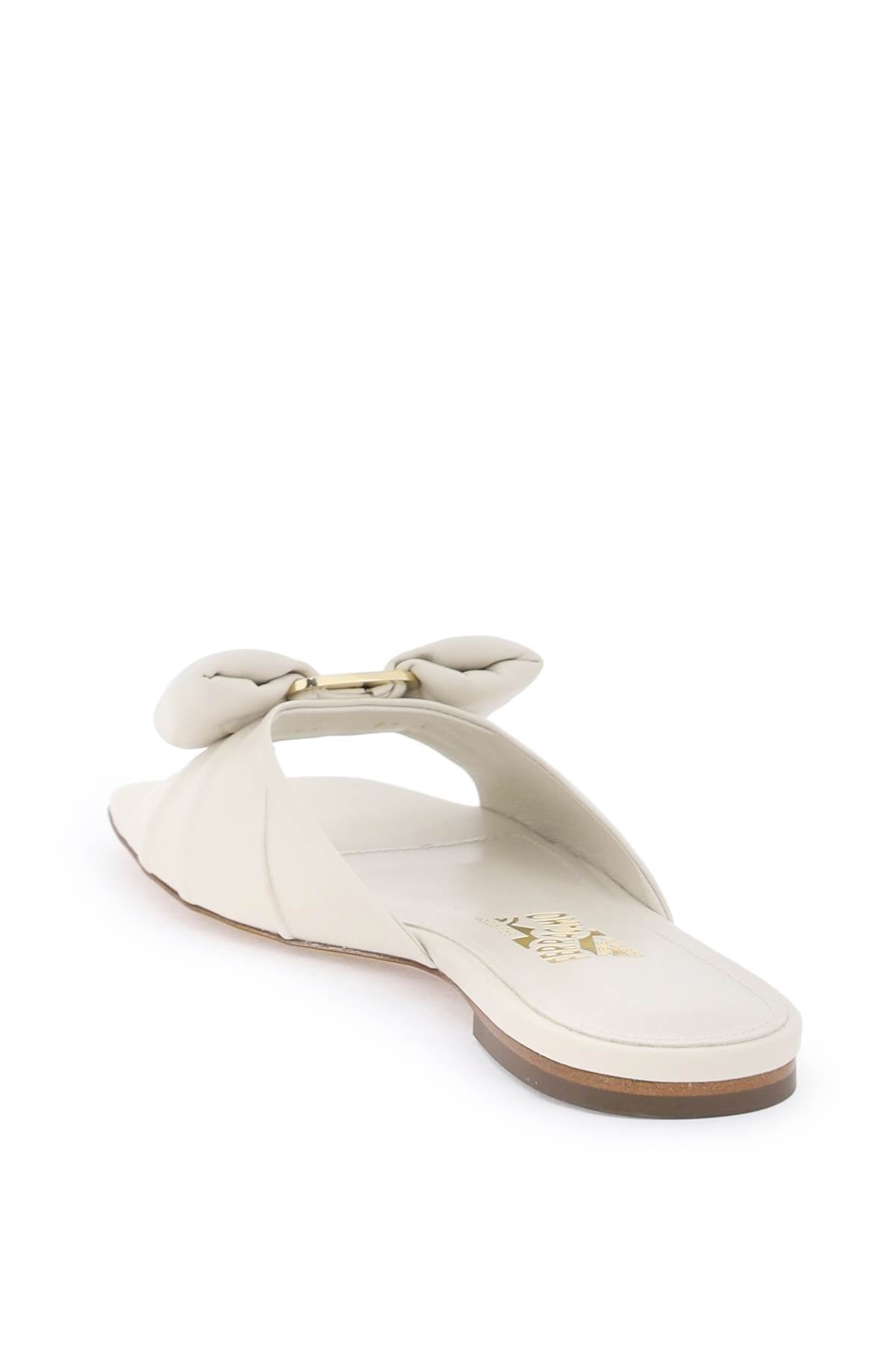 Ferragamo Nappa Slides With Bow Detail