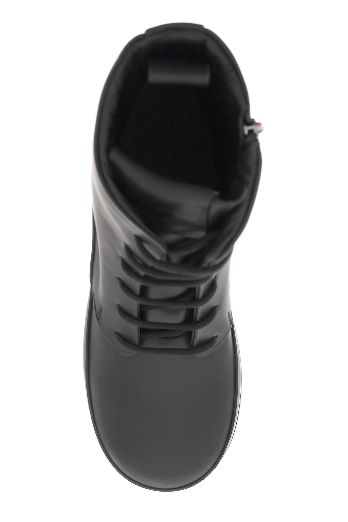 Ferragamo Rubberized Leather Combat Boots