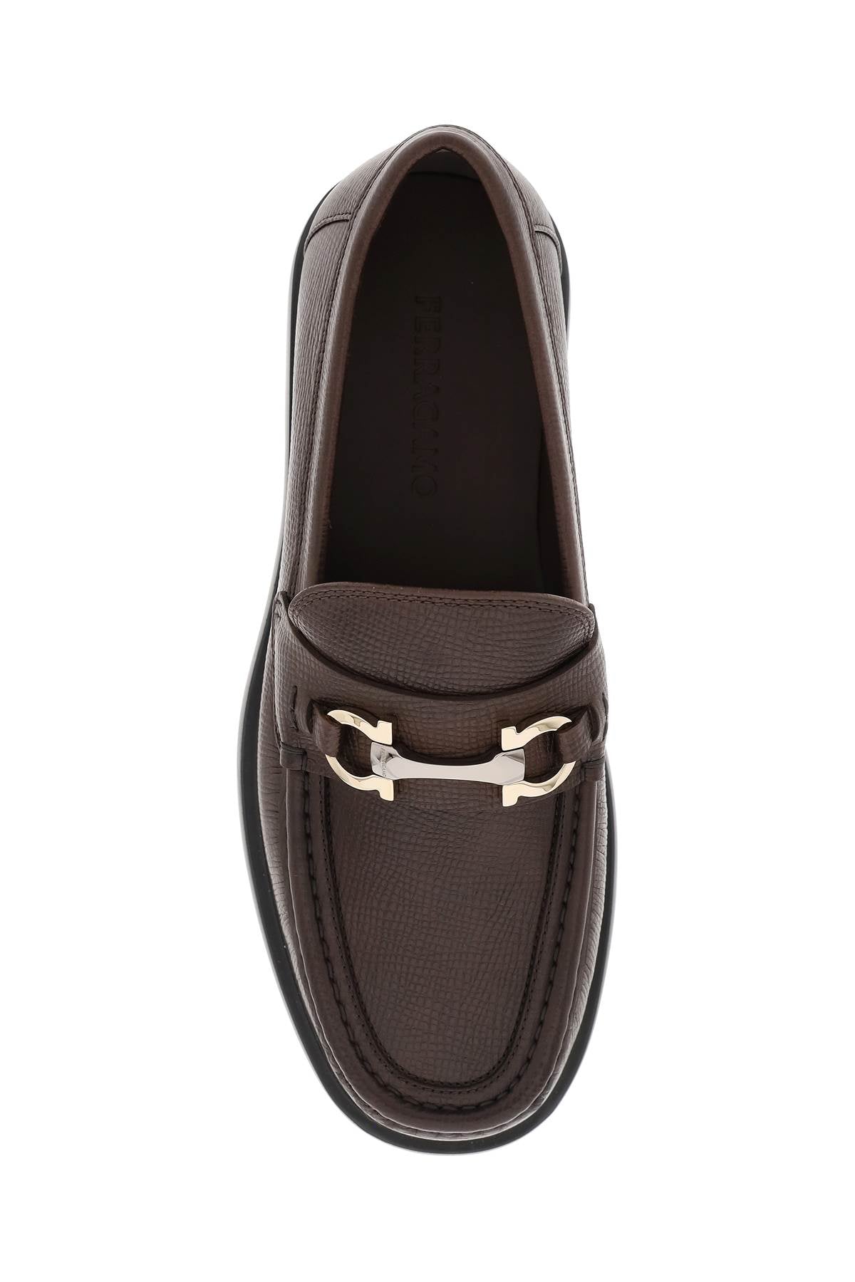 Ferragamo Embossed Leather Loafers With G