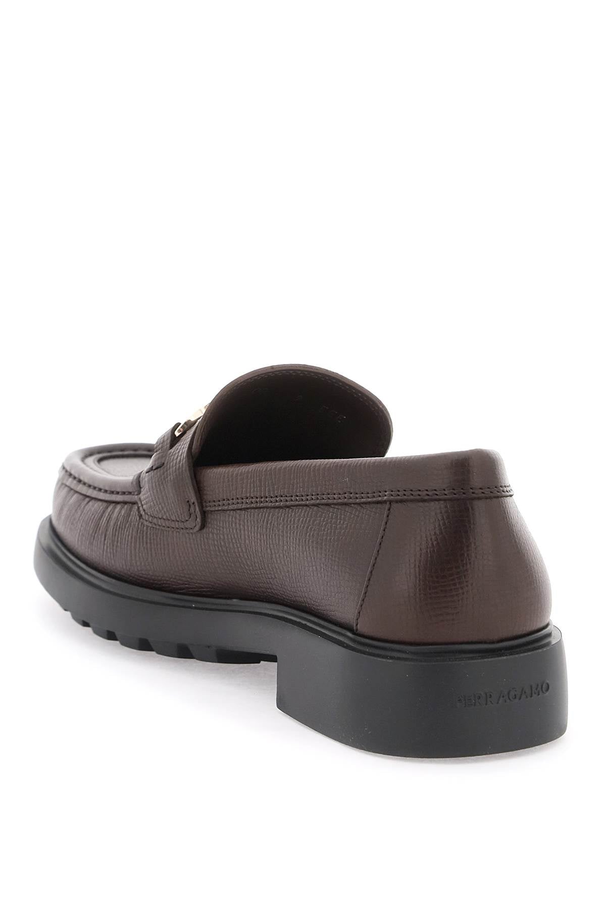 Ferragamo Embossed Leather Loafers With G