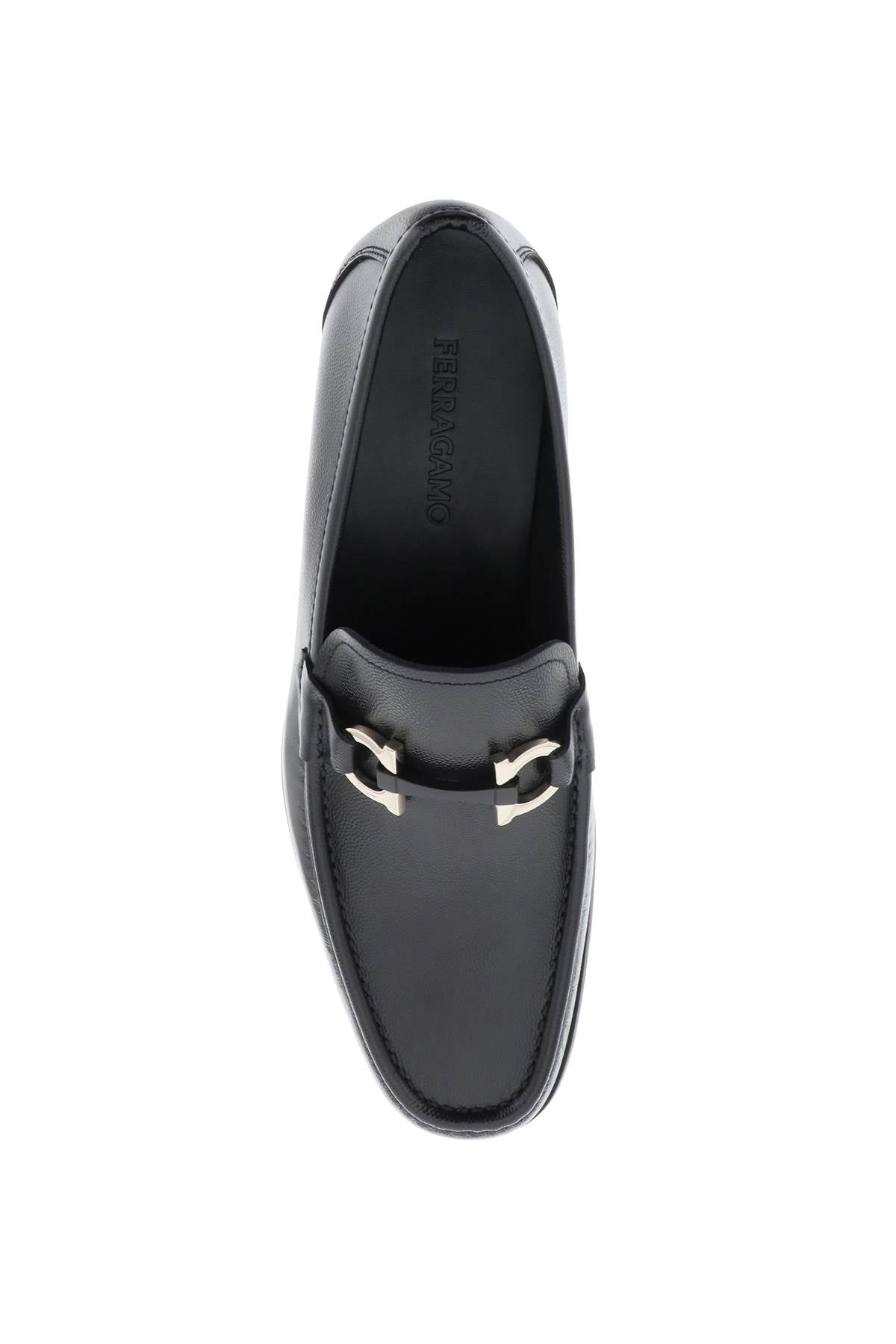 Ferragamo Grained Leather Loafers With Gancini