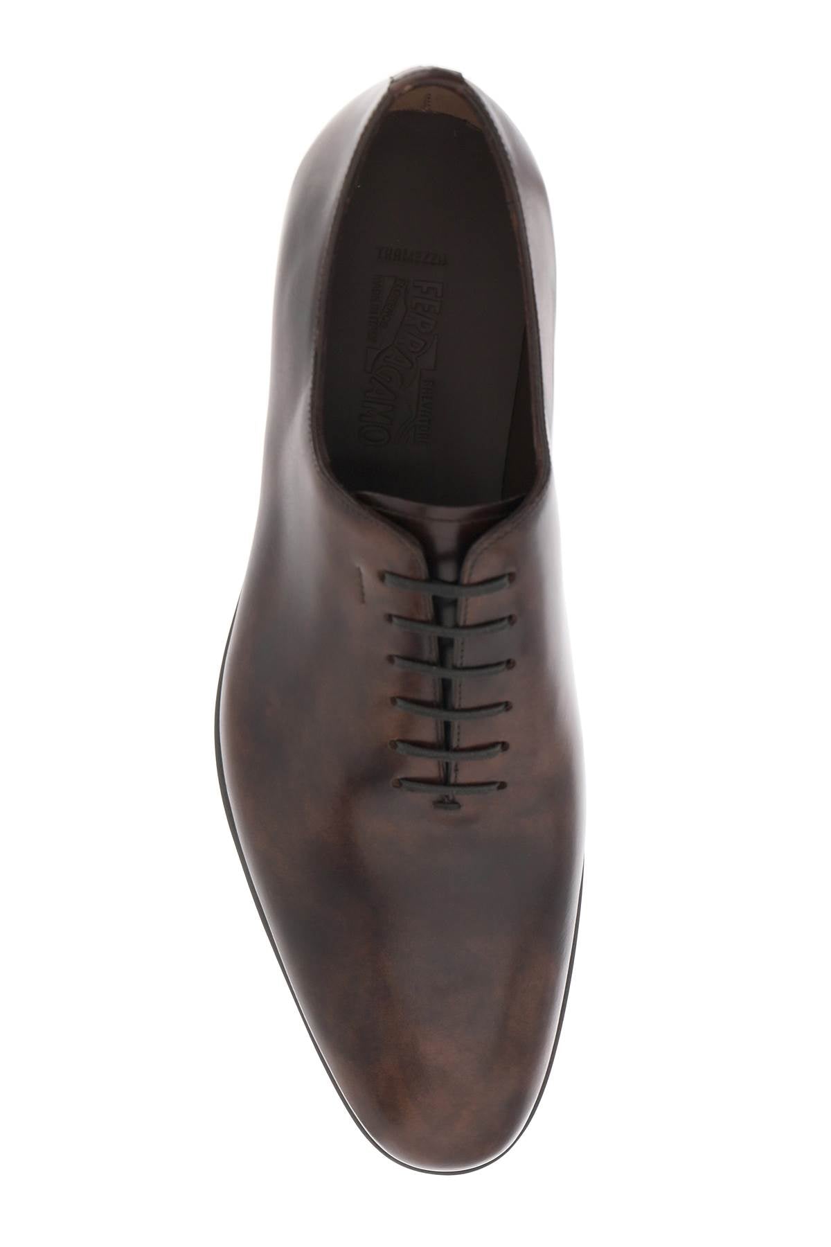 Ferragamo Shiny Leather Oxford Lace-Ups