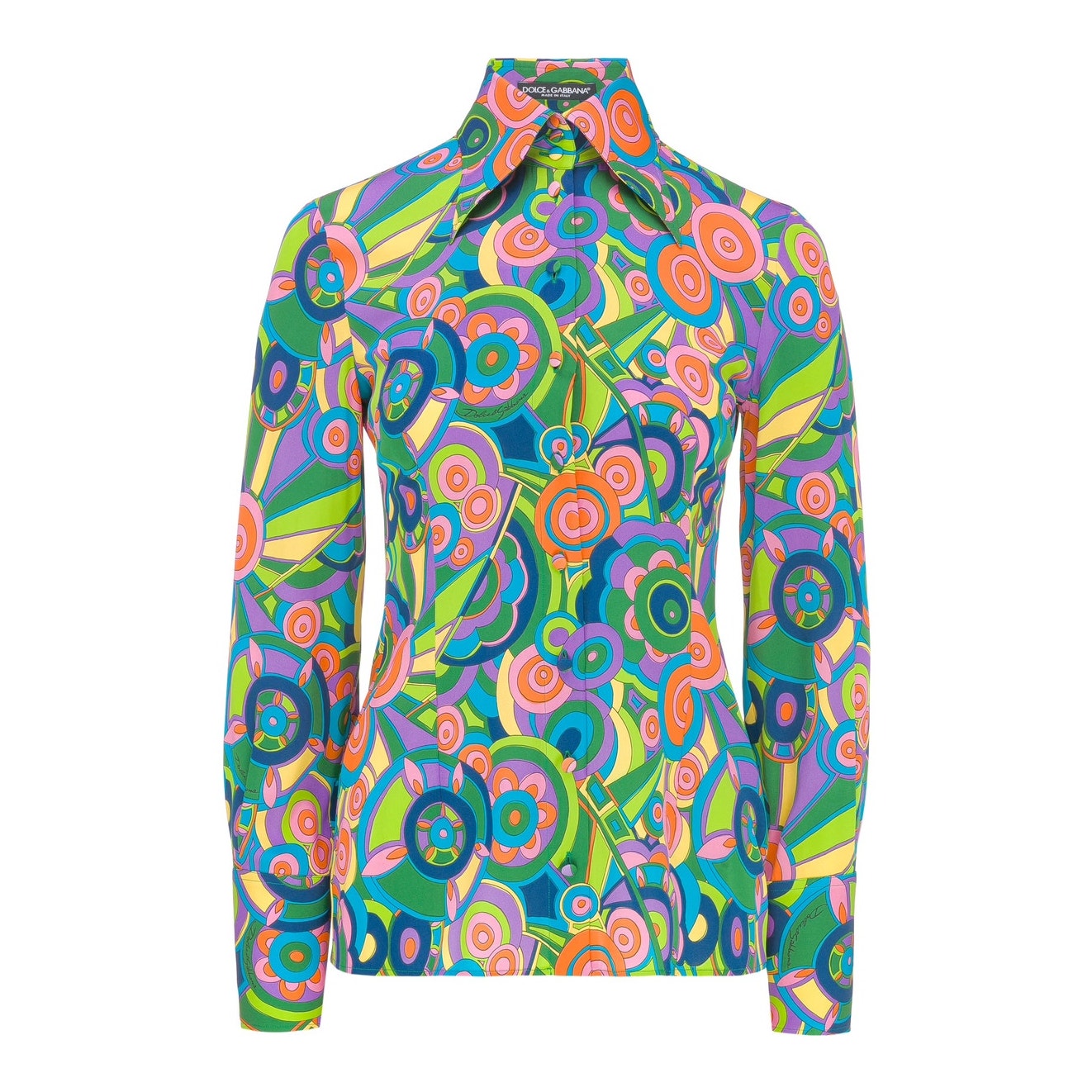 NWT Dolce & Gabbana Silk abstract Print Blouse Shirt Multicolor  IT 40 US S