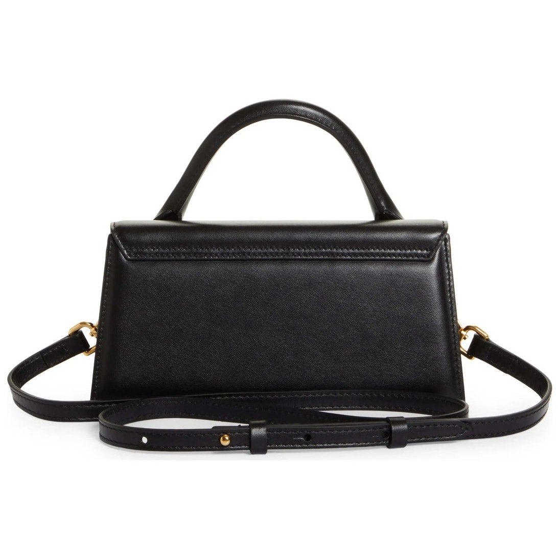 NWT Jacquemus Le Chiquito Long Leather Bag Black Gold Logo