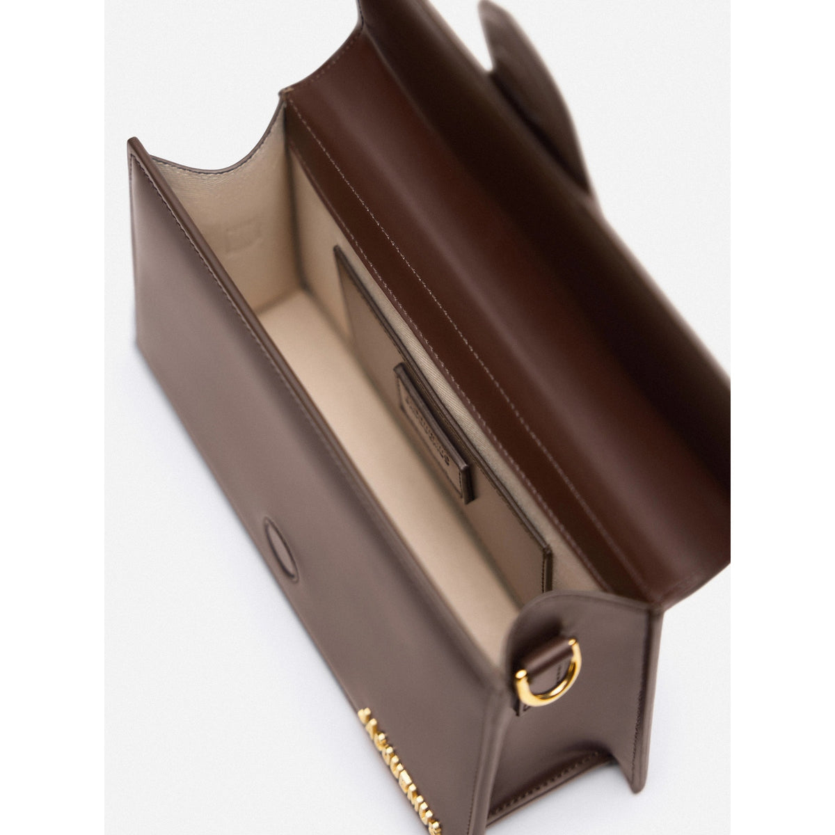 NWT Jacquemus Le Grand Bambino Leather Crossbody Bag Brown Gold Logo