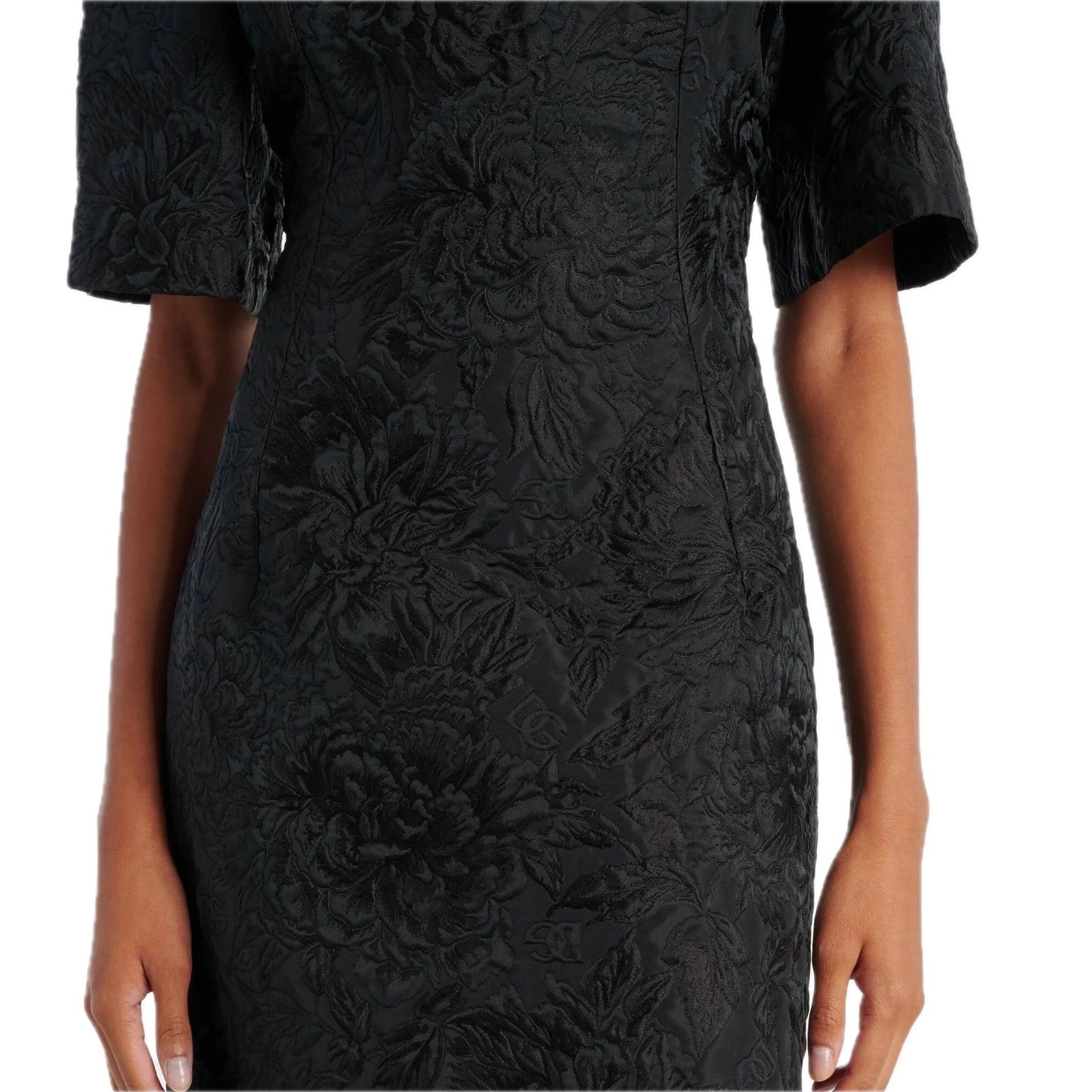 DOLCE & GABBANA Black A-line Brocade Jacquard Mini Dress 42 M