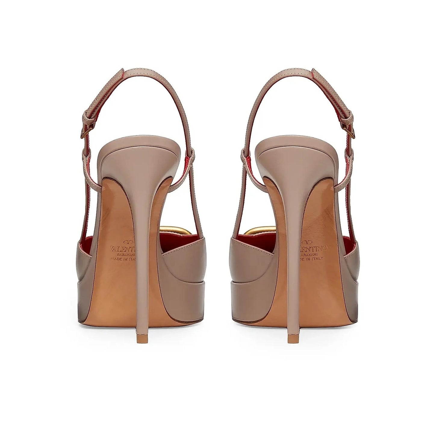 Valentino Garavani Beige 120 mm VLogo Slingback Platform Pumps