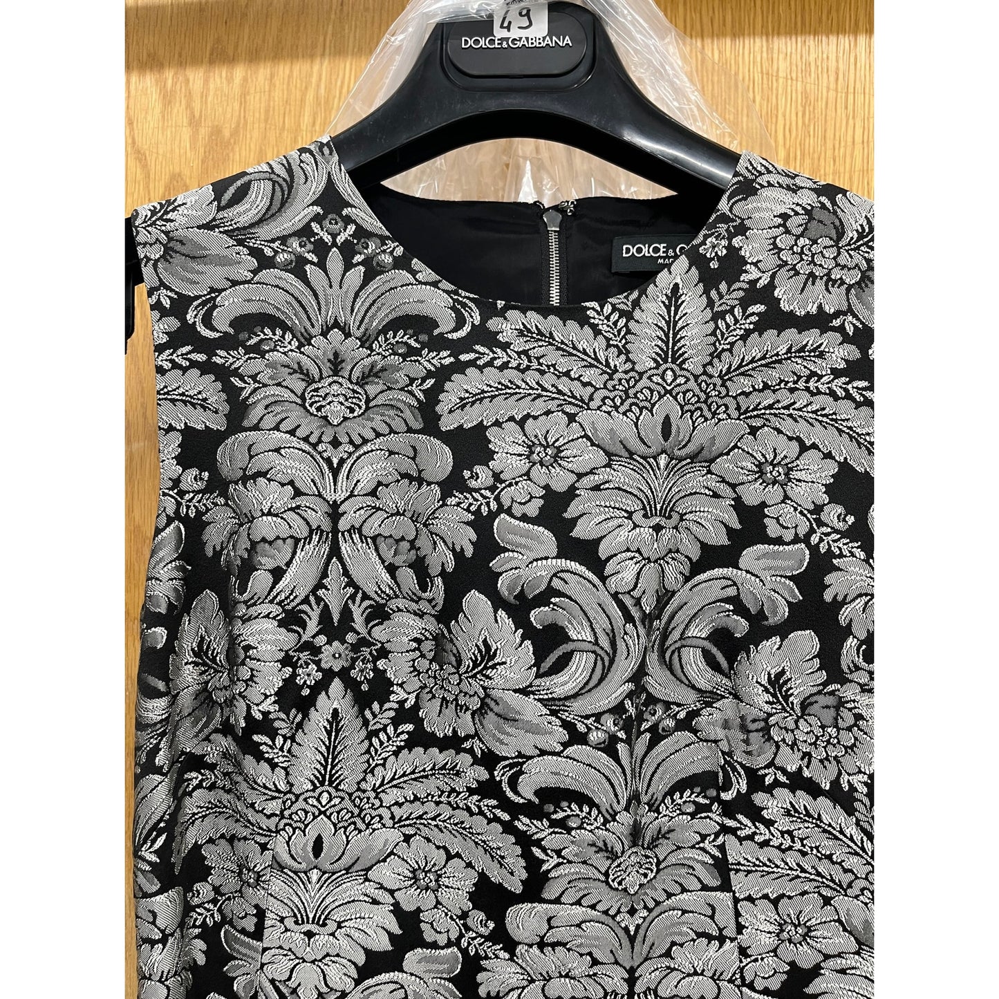 DOLCE & GABBANA Silver Metallic Jacquard Sleeveless Mini Dress 40 S