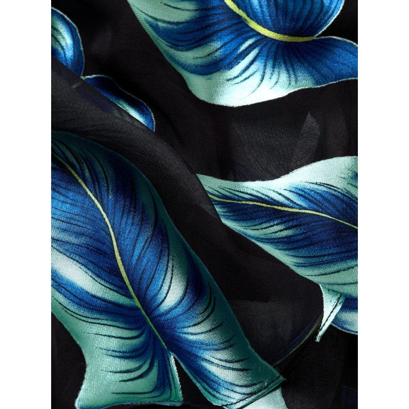 Alice + Olivia Heather Cowlneck Floral Midi Dress Navy Blue 6