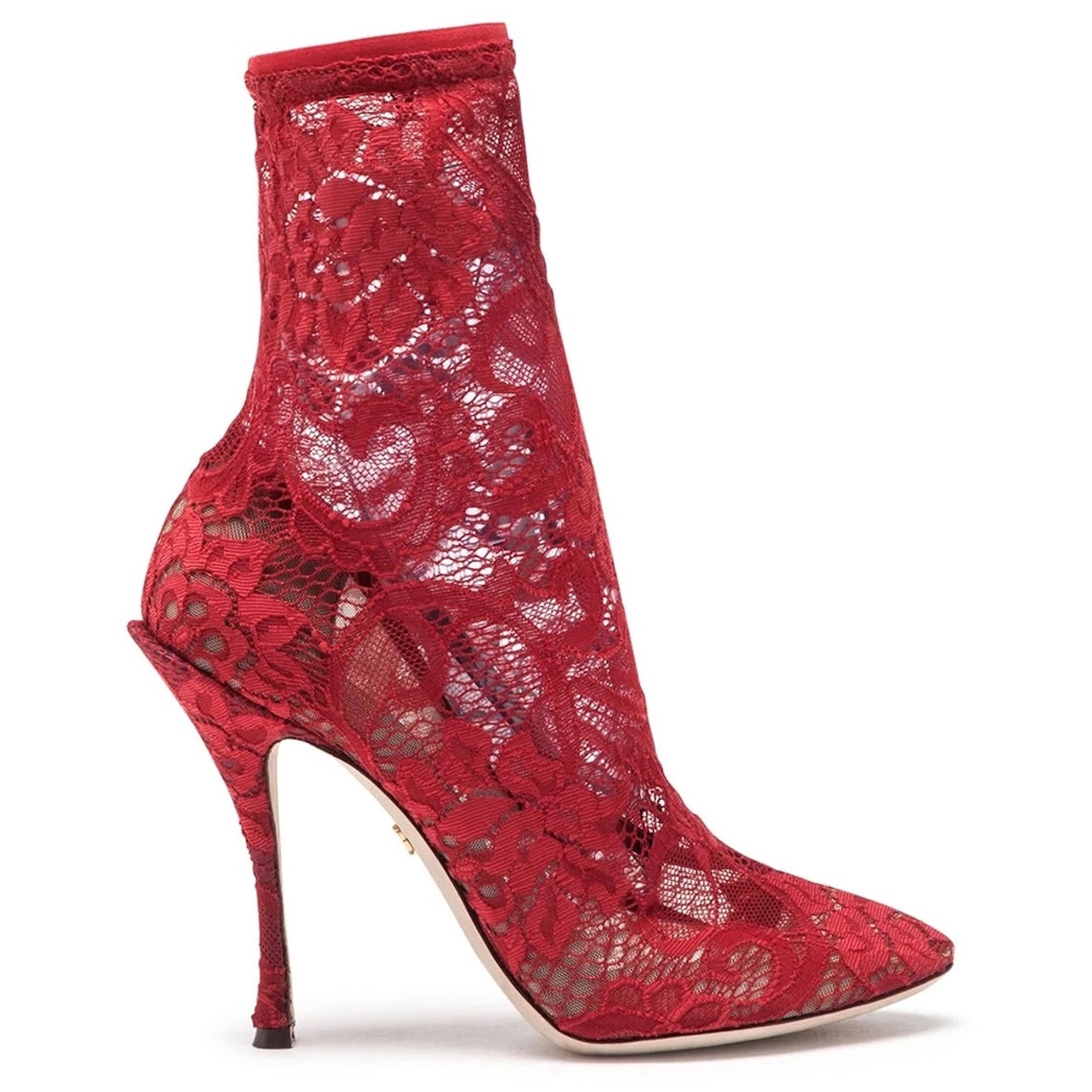 Dolce & Gabbana Stretch Lace Sock Ankle Boots Booties Red