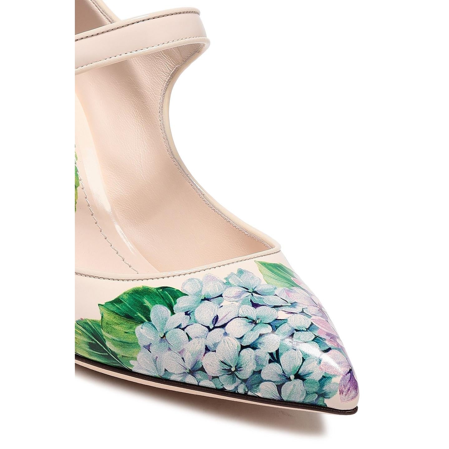 Dolce & Gabbana Leather Hydrangea Floral Print Pumps