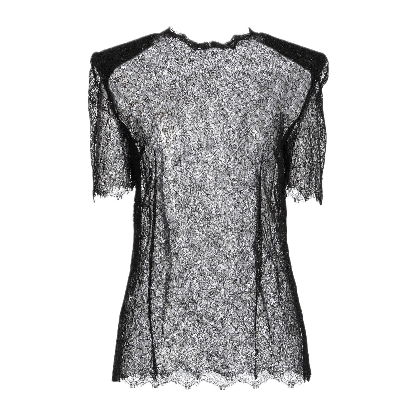 Dolce & Gabbana Black Short sleeve Lame Lace Top Blouse