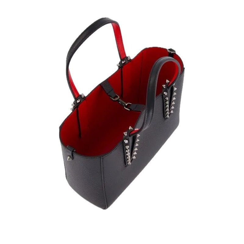 Christian Louboutin Cabata Mini Calf leather spikes Tote Bag Black Red