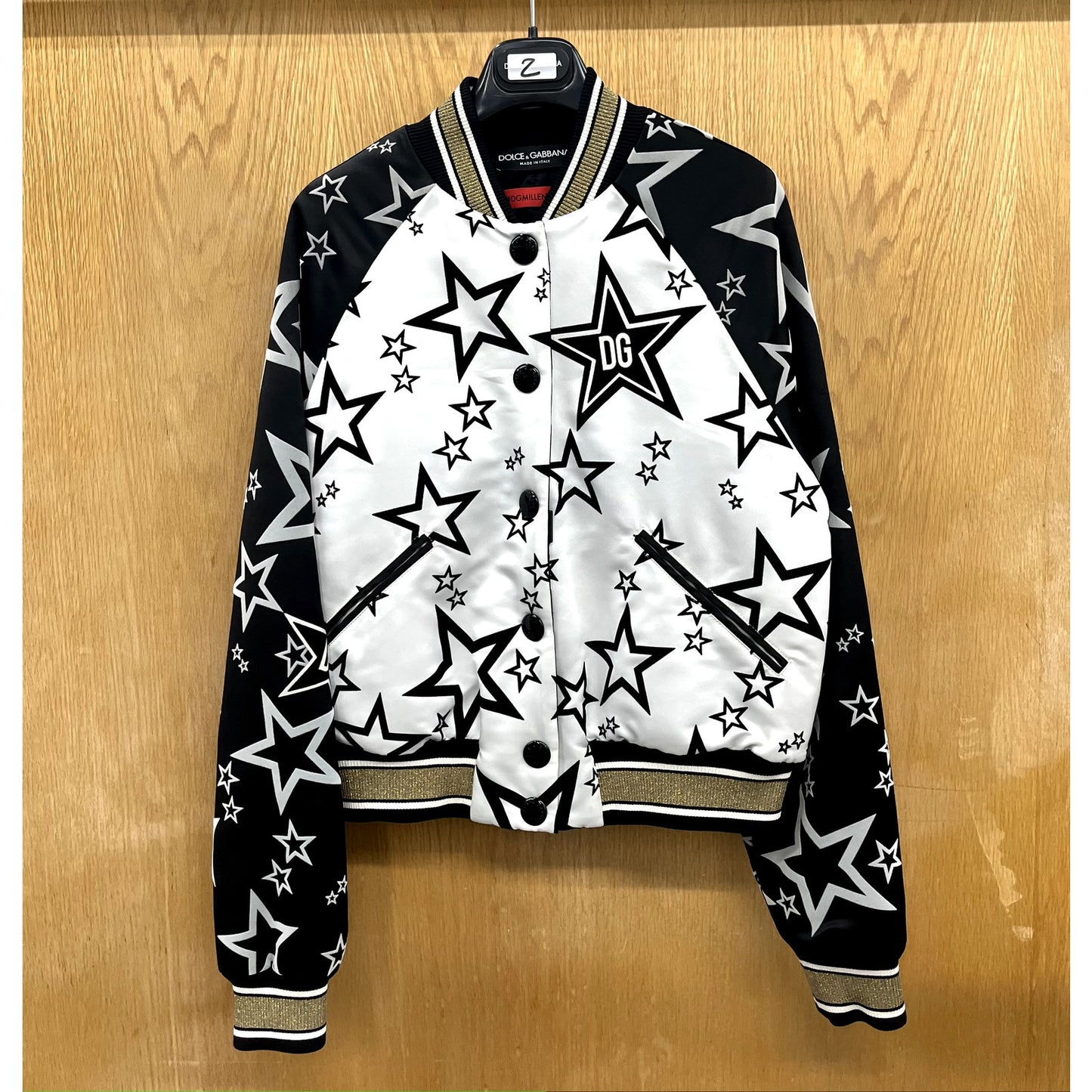 NWT Dolce & Gabbana Black White Stars Print reversible Bomber Jacket IT 42 US M