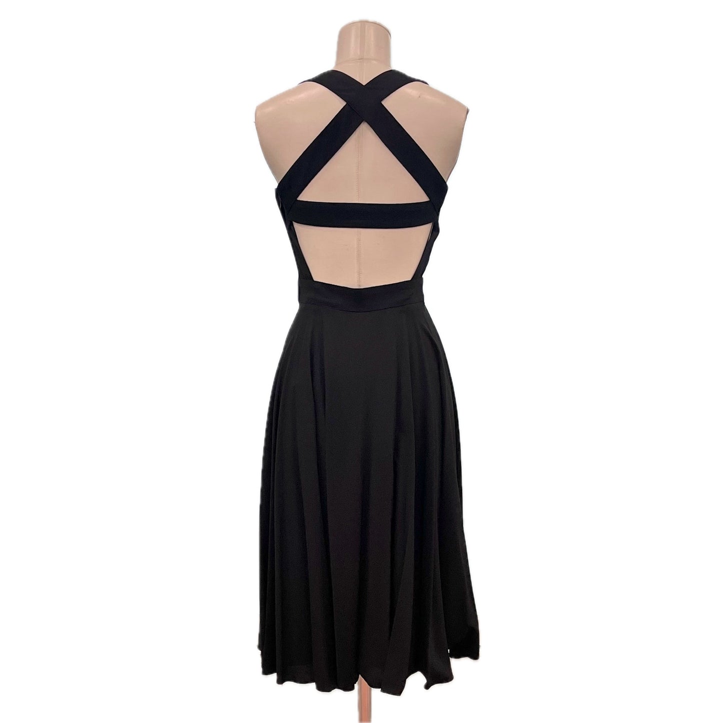 NWT Dolce & Gabbana Black Crossover-Back Crepe-Jersey Midi Dress 38 XS