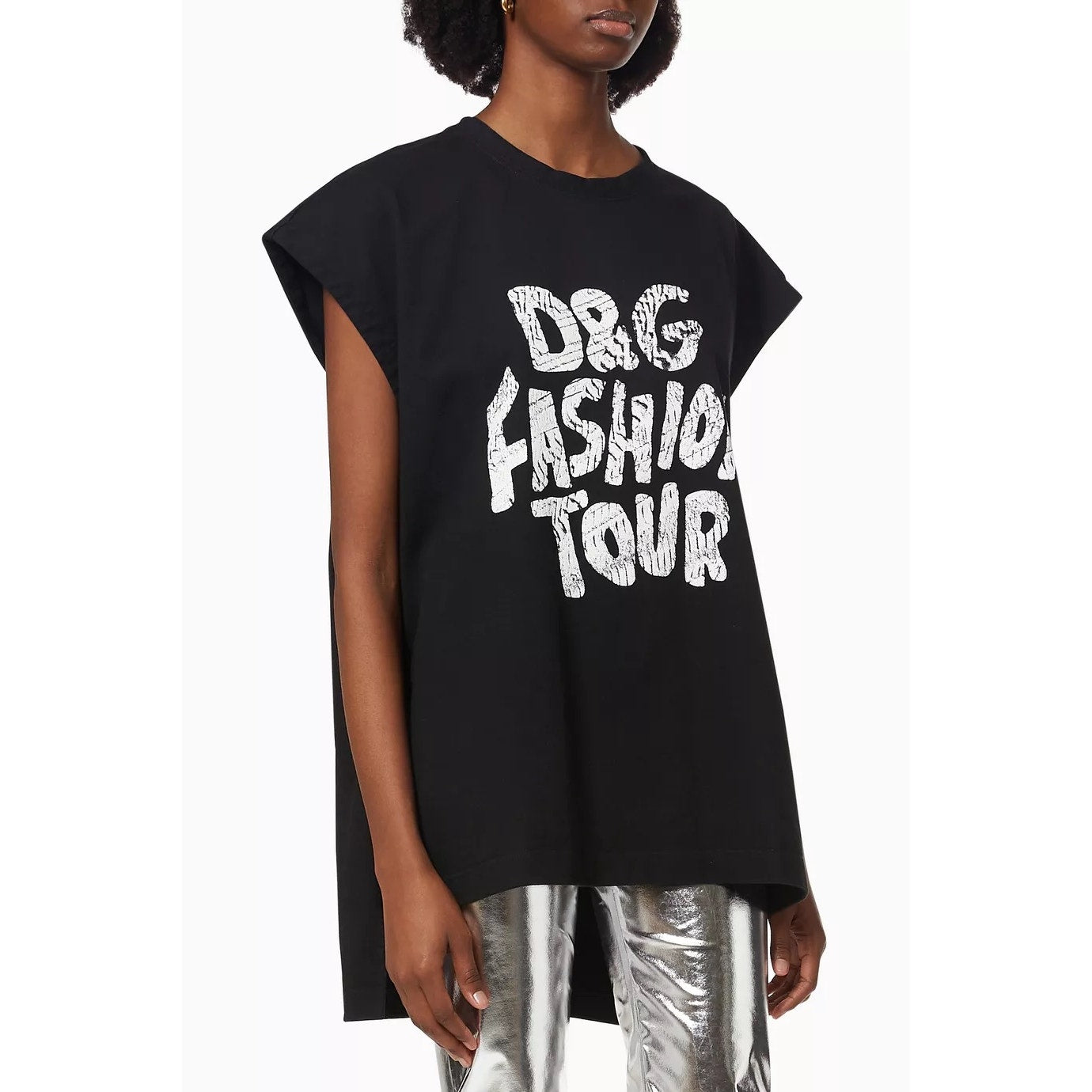 NWT Dolce & Gabbana Black D&G Fashion Tour step-hem T-Shirt IT 36 XXS